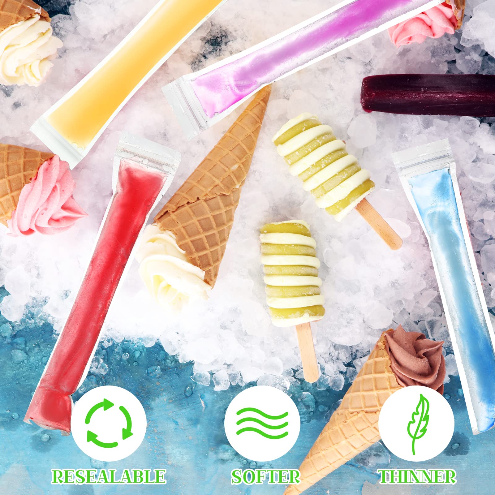 600 Pcs Disposable Ice Mold Bags With 1 Silicone Funnel Freezer Tubes With Zip Seals Candy Ice Mold Yogurt Tubes Pouch For Snack