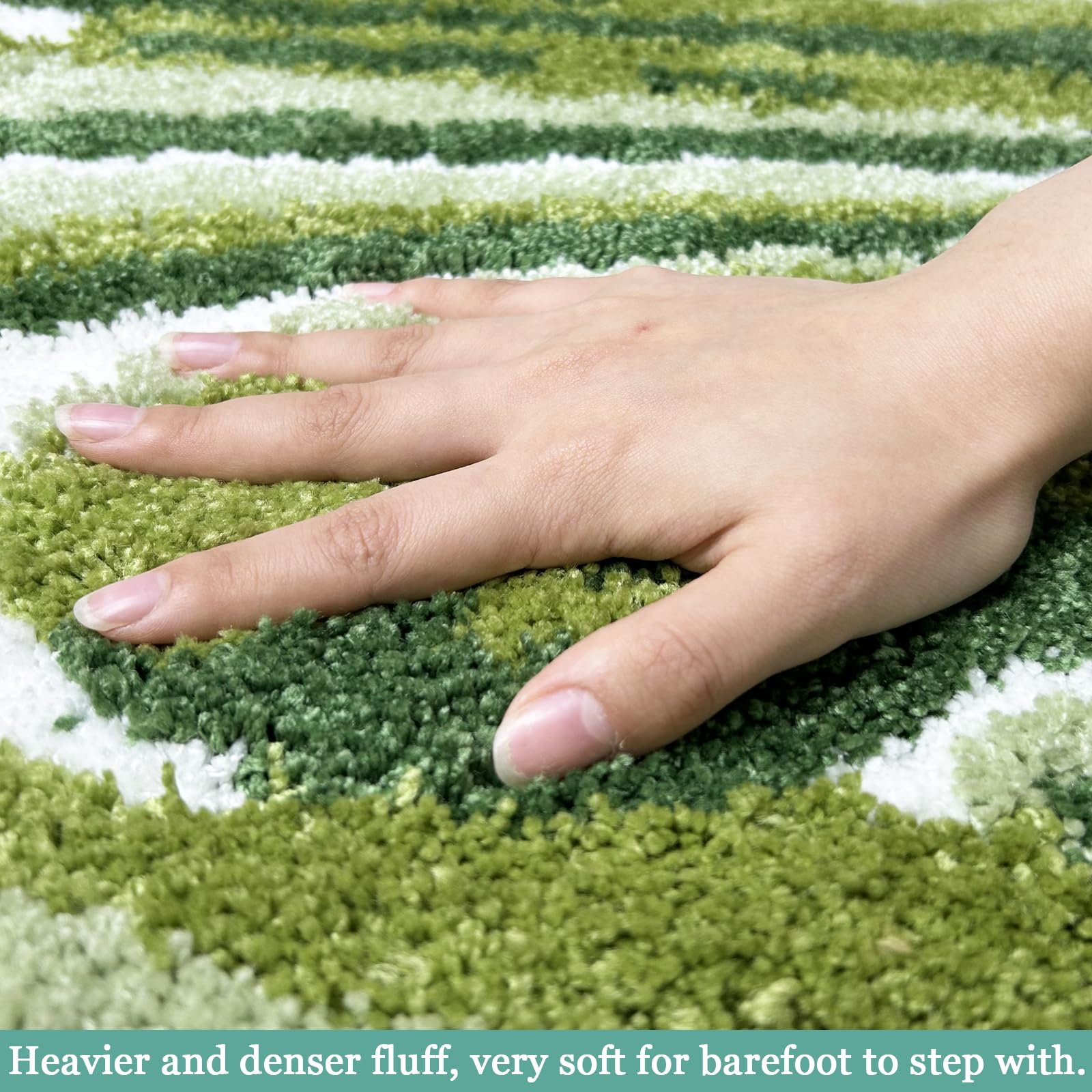 Homantic Bathroom Rugs Sets 2 Piece, Green Natural Scenery Bath Mat Set, Absorbent Bath Mats For Bathroom Floor Set Of 2, Green