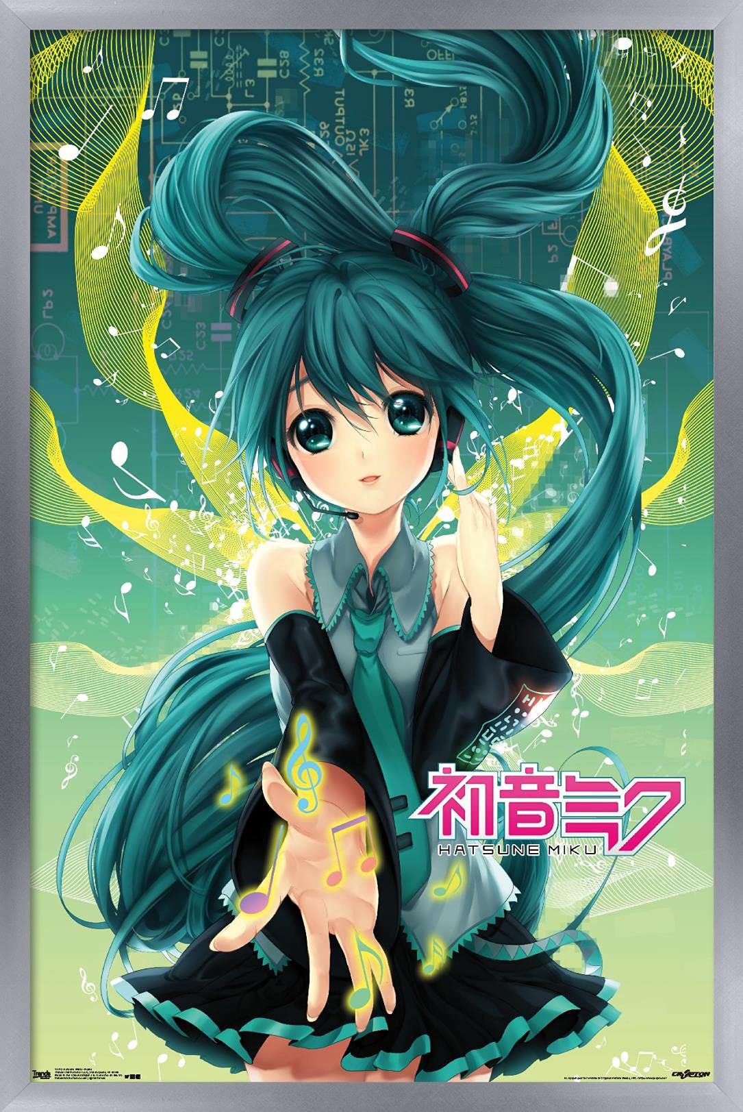 Trends International Hatsune Miku - Notes Wall Poster, 14.725'' X 22.375'', Silver Framed Version
