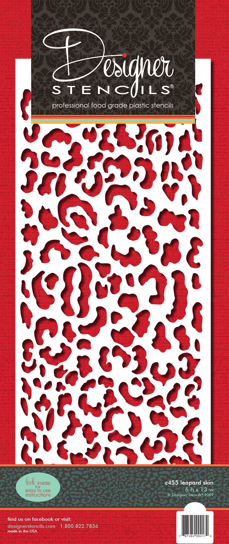 Designer Stencils Leopard Skin Cake Stencil, Beige/Semi-Transparent