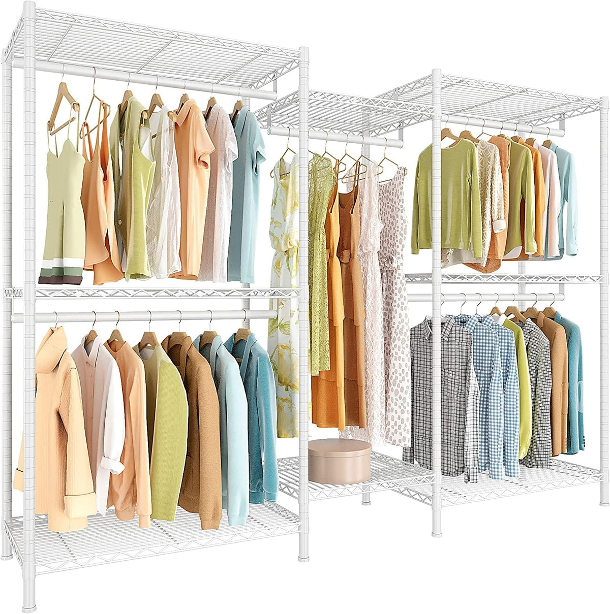 Raybee Heavy Duty Metal Clothes Rack, 830 Lbs Capacity, 74.8 In W X 17.7 In D X 76.8 In H, White