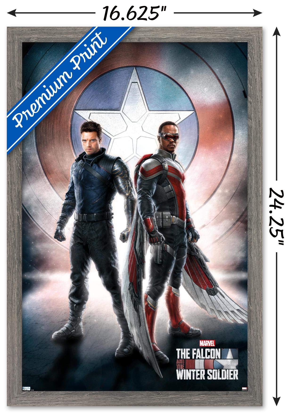 Trends International Marvel Television - Falcon And Winter Soldier - One Sheet Wall Poster, 14.725'' X 22.375'', Barnwood Framed