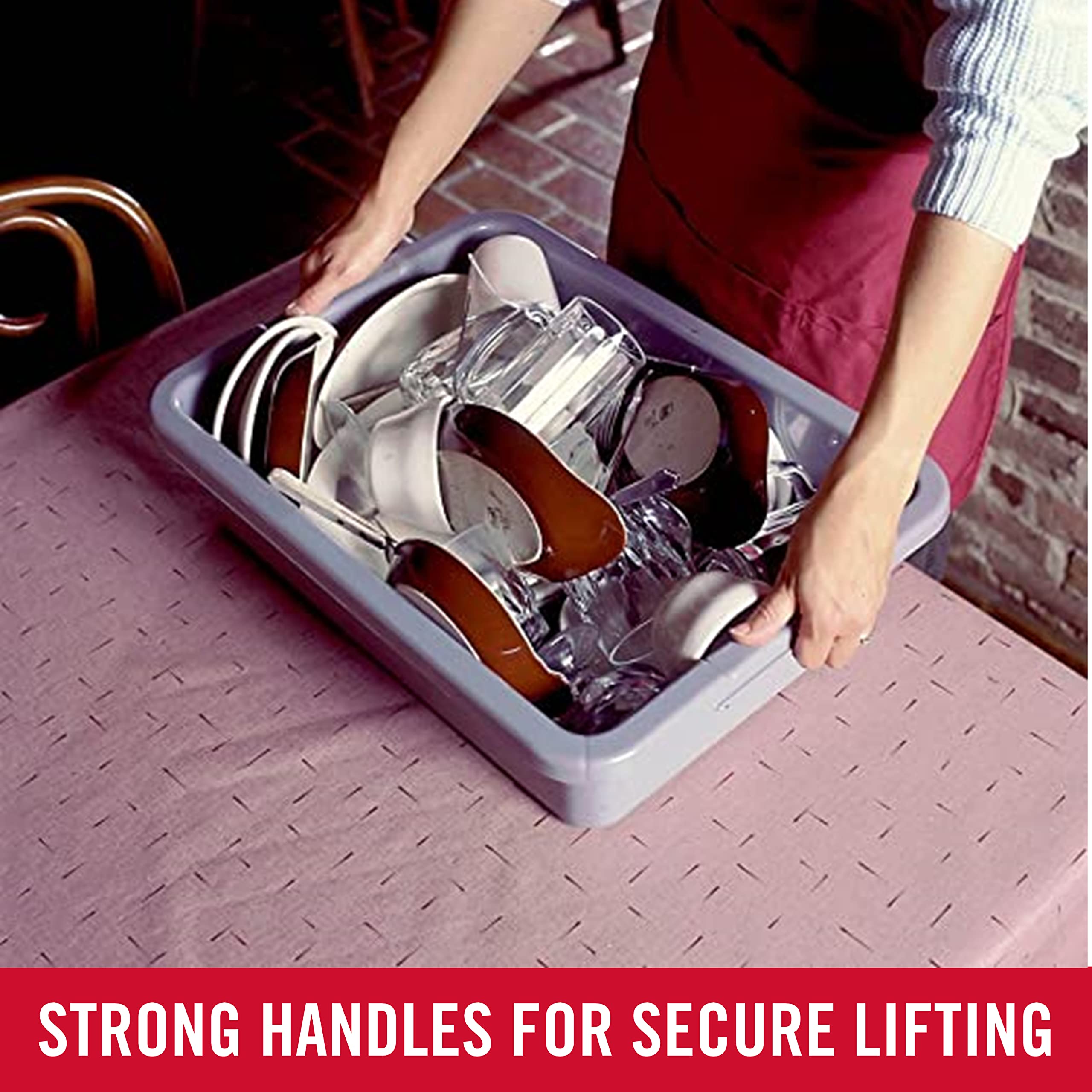 Rubbermaid Commercial Products Standard Bus/Utility Box, 4.6-Gallon, Gray, Plastic, Heavy Duty Restaurant Wash Basin/Dish Washin