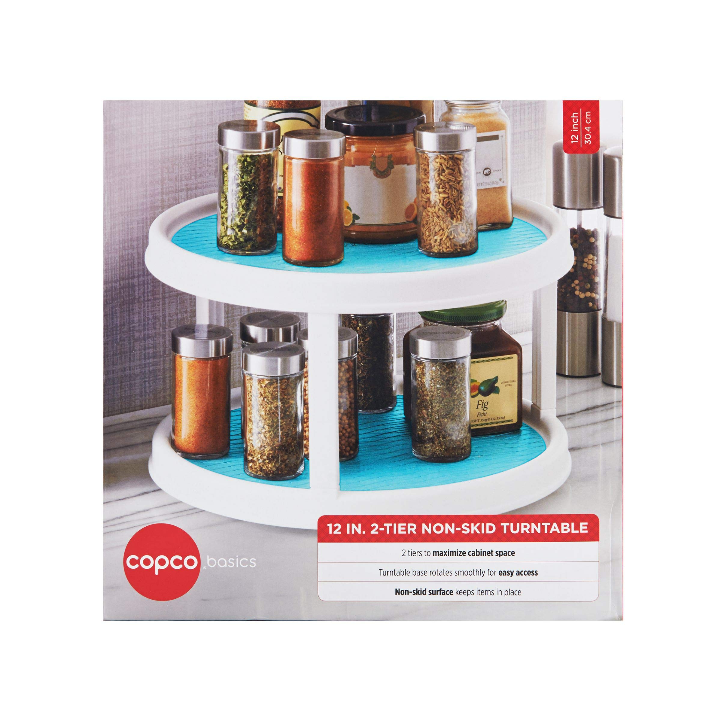 Copco 5234758 Non-Skid 2 Tier Turntable, 12-Inch, Aqua