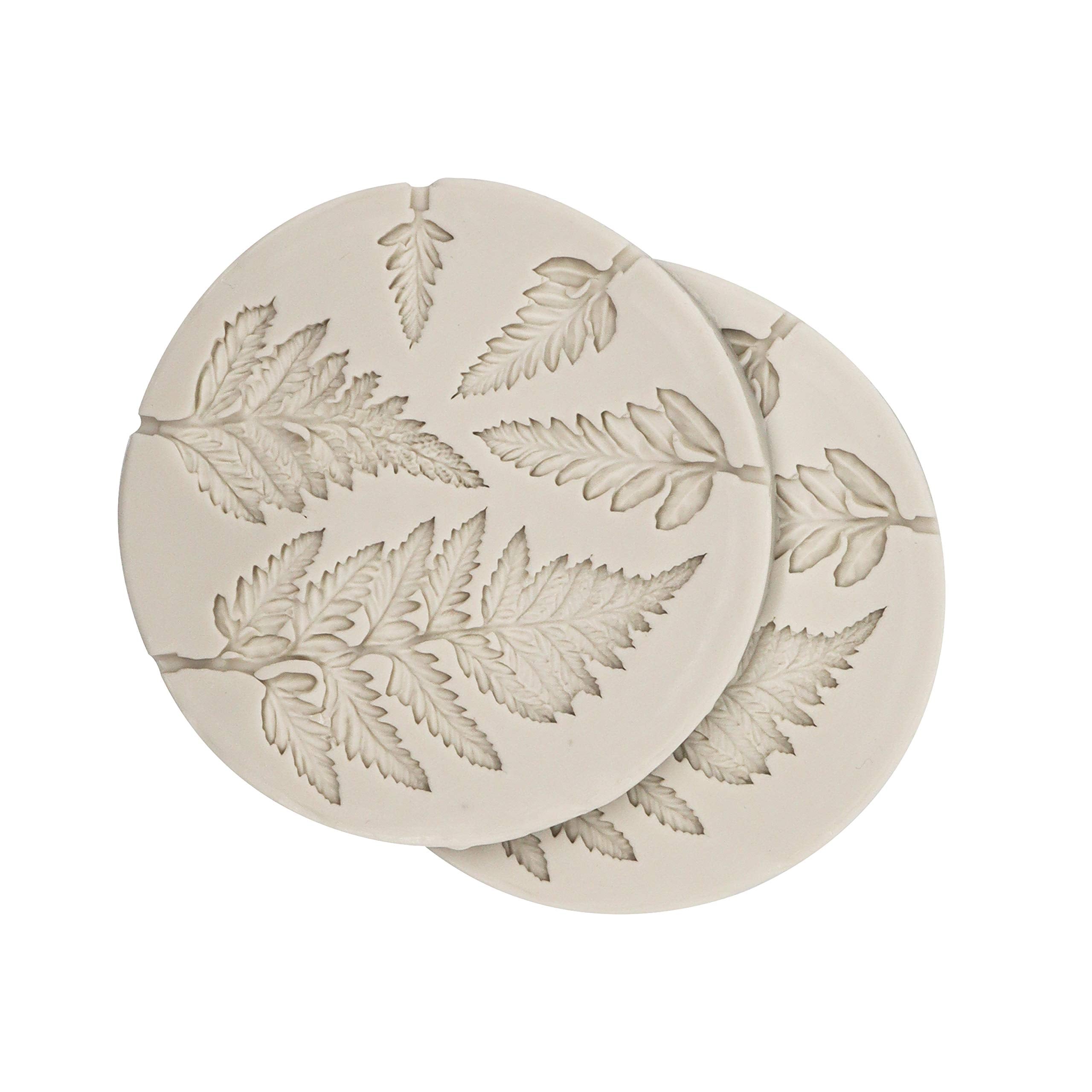 Hengke 2 Piece Leaf Fondant Silicone Mold, Fern Mold 3D Mini Maple Shaped Leaves Diy Cake Mold Cupcake Decoration, Gum Paste Fon