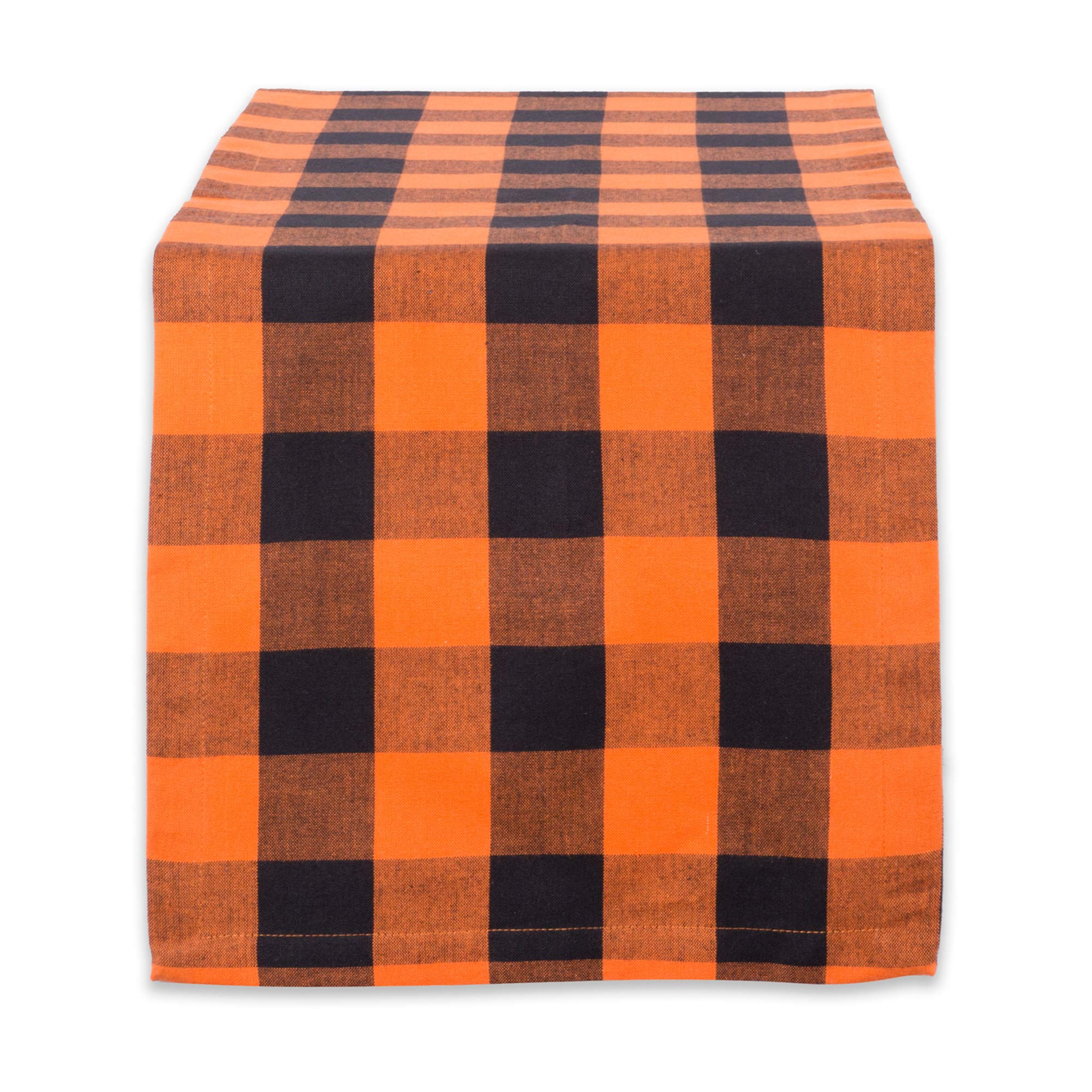 DII Buffalo Check Collection, Classic Farmhouse Table Runner, 14x108, Orange & Black