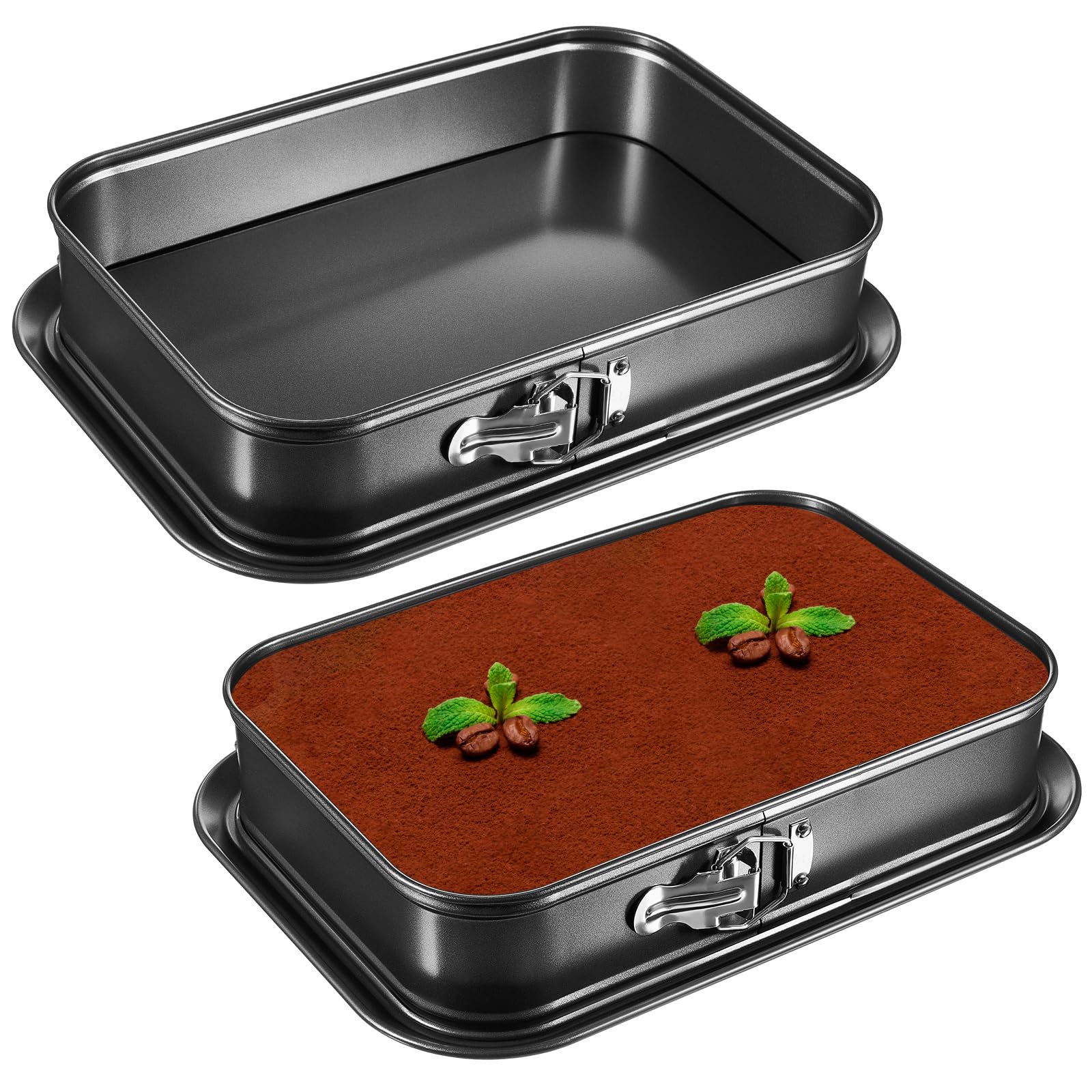 Uiifan 2 Pcs Non Stick Springform Pans Cheesecake Pans Rectangle Springform Pan Square Cake Pan with Removable Bottom for Kitche