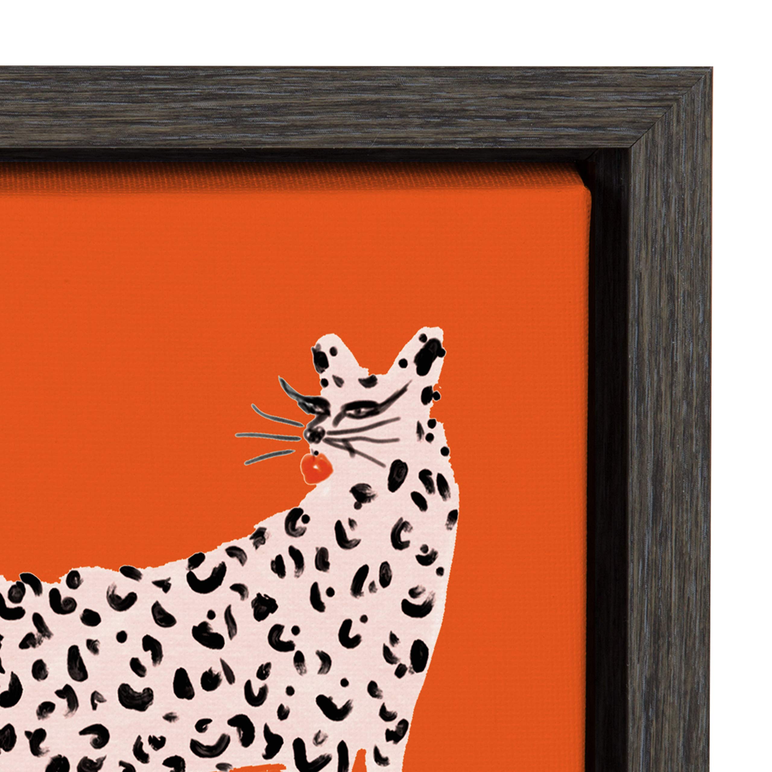 Kate And Laurel Sylvie Sassy Pink Cheetahs Framed Canvas Wall Art By Kendra Dandy Of Bouffants And Broken Hearts, 18X24 Dark Gra