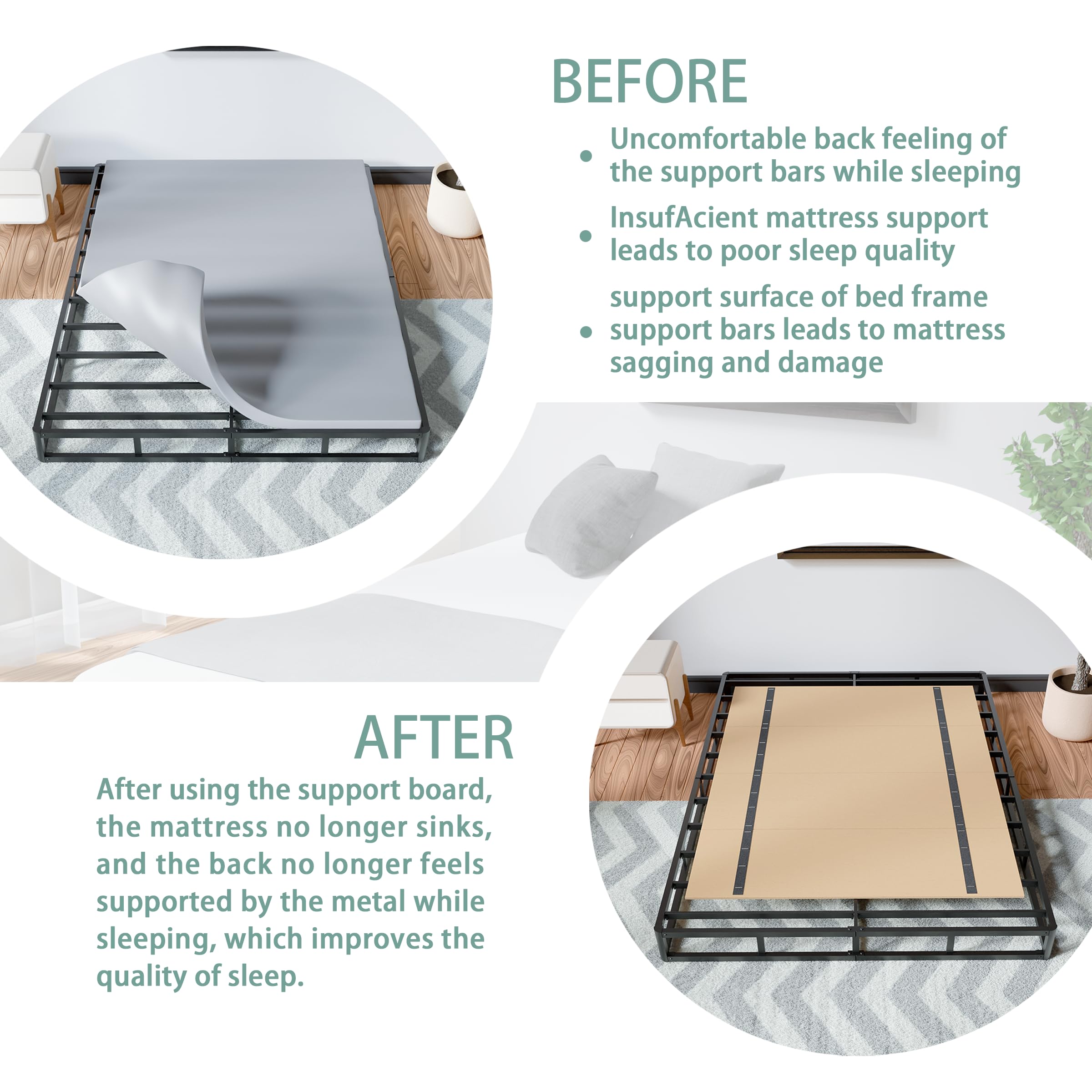 Imperius Mattress Support Wooden Bunkie Board/Bed Slats/Queen Bed Board Under Mattress Support(57''x 64'' Queen Size)