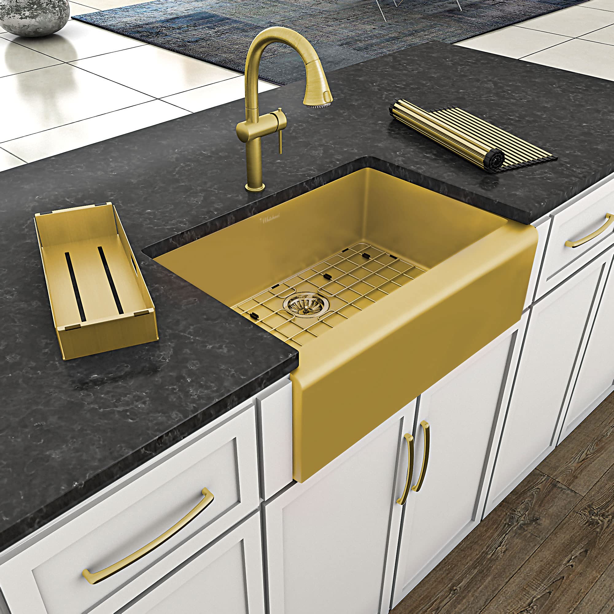 Whitehaus Whnpl3020-B Noah Plus Collection Kitchen Sink, Brass