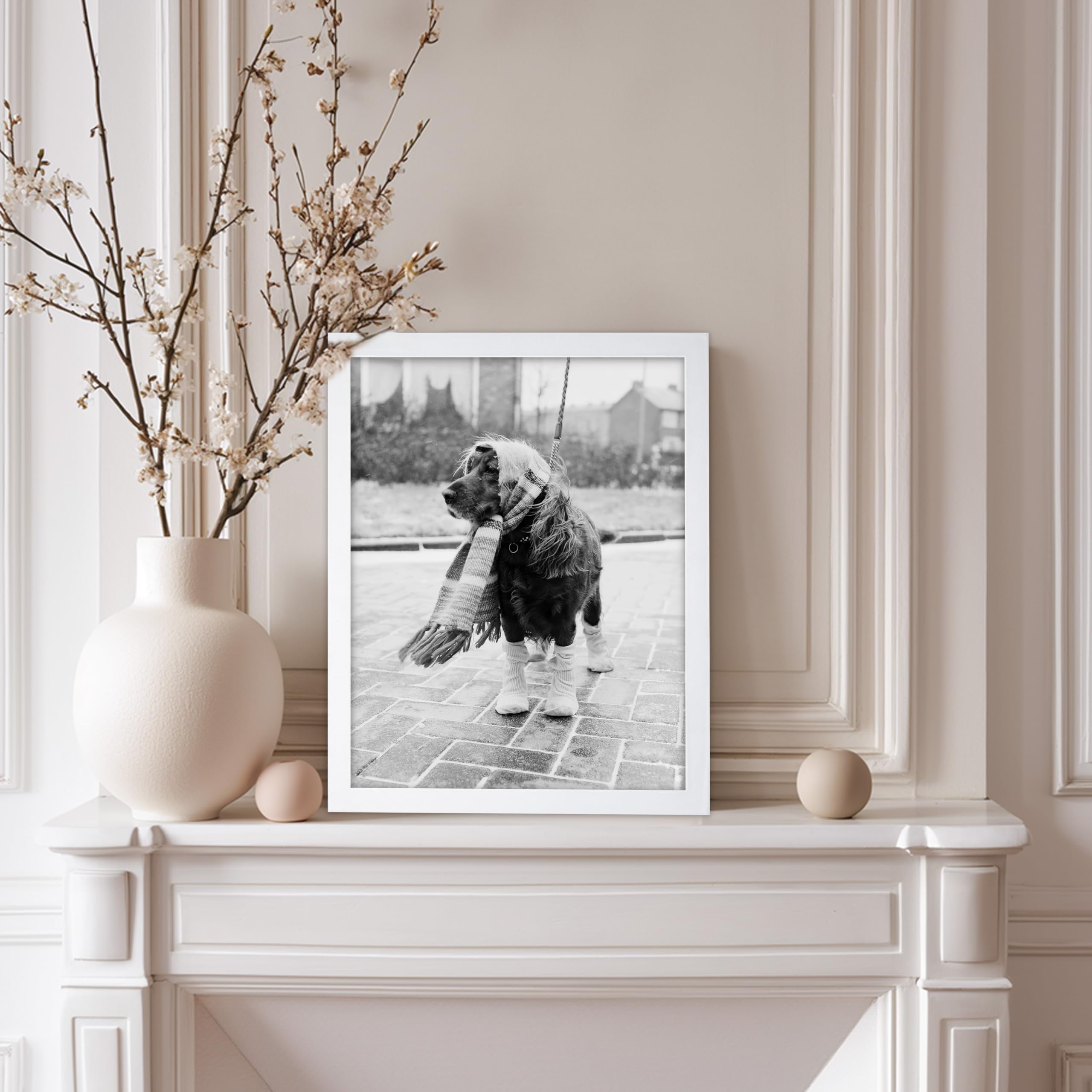 Poster Master Vintage Dog Poster - Retro Dog Dressed for Winter Print - Dog Fashion Art - Photography Art - Funny Gift for Him,