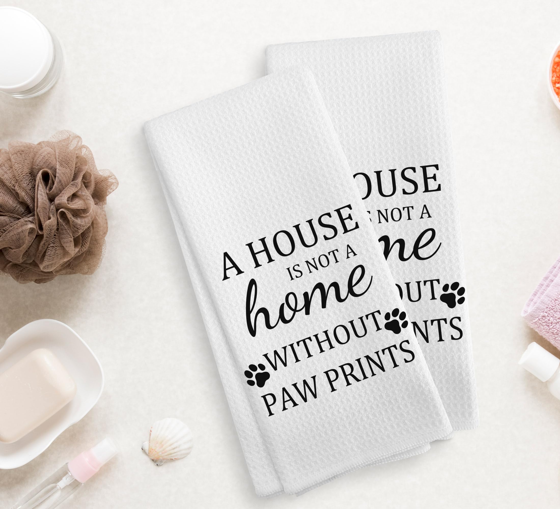 NOQL Dog Kitchen Towel and Dishcloths Set of 2 - Flour Sack Dish Towels, Hand Towels for Dog Lovers, Waffle Towel, Mom Gifts for