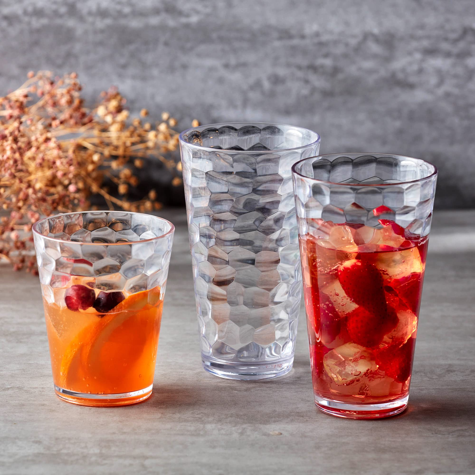 Amazing Abby - Iceberg - 16-Ounce Plastic Tumblers (Set Of 8), Plastic Drinking Glasses, All-Clear Reusable Plastic Cups, Stacka
