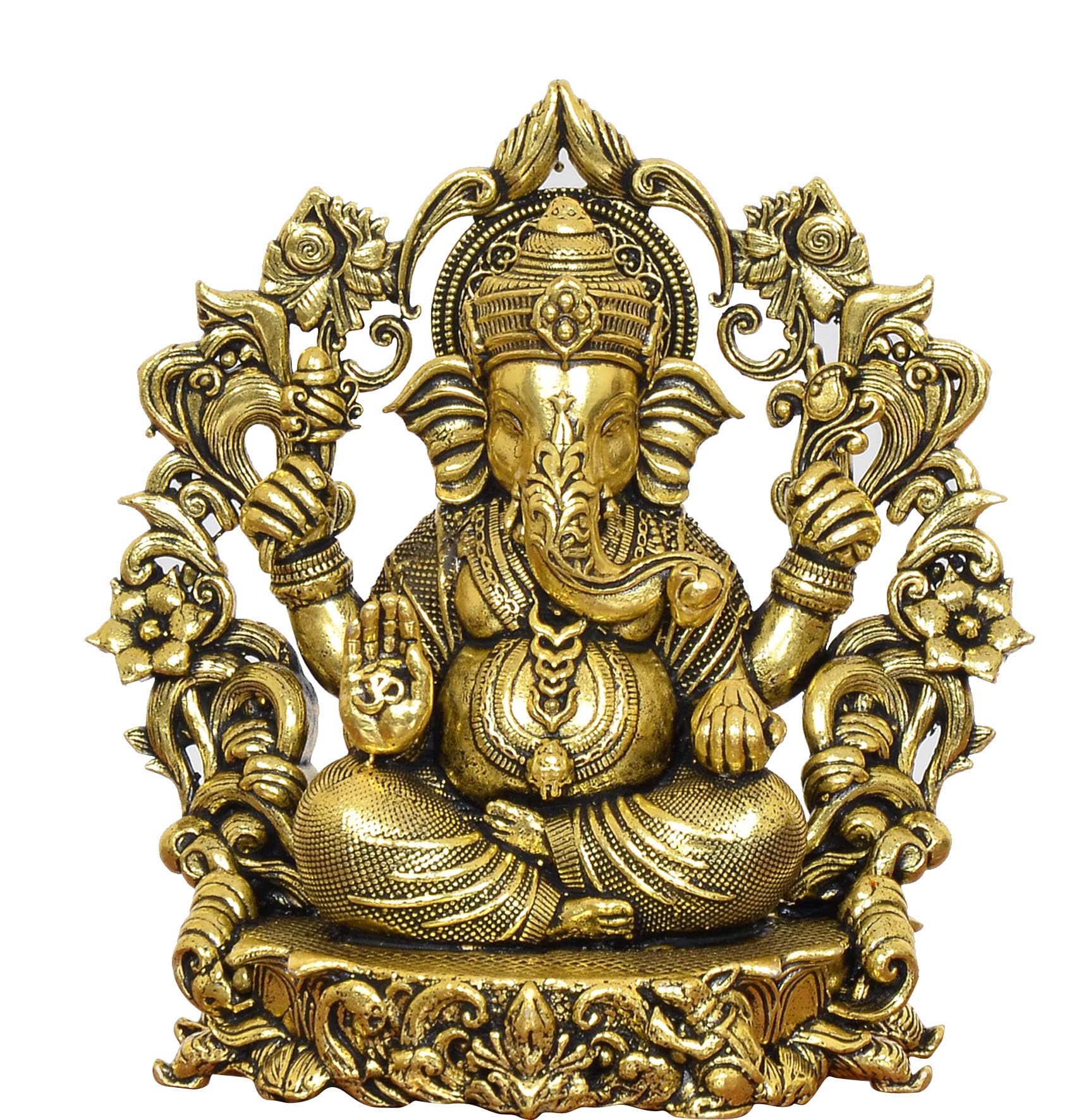 Aona Bronze Lord Ganesha Idol Ganesh Statue Decorative Sculpture For Home Office Mandir Pooja Showpiece (Height 4 Inch)