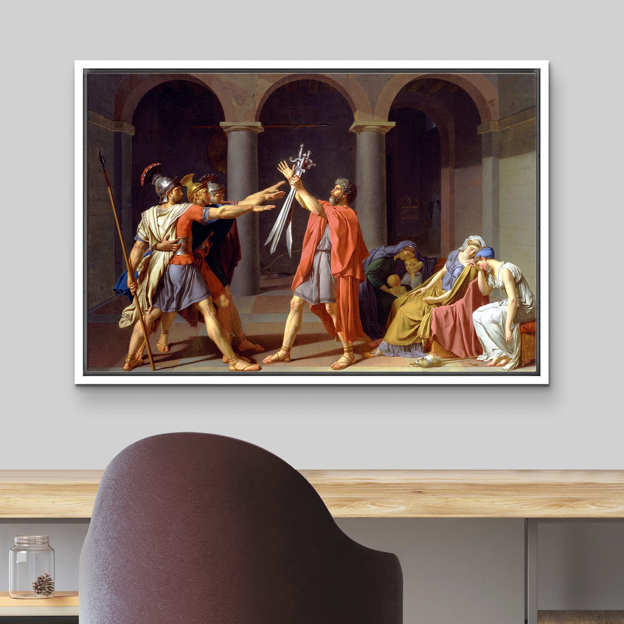 Wall26 Framed Framed Canvas Print Wall Art Oath Of The Horatii By Jacques-Louis David Nature Wilderness Illustrations Fine Art T
