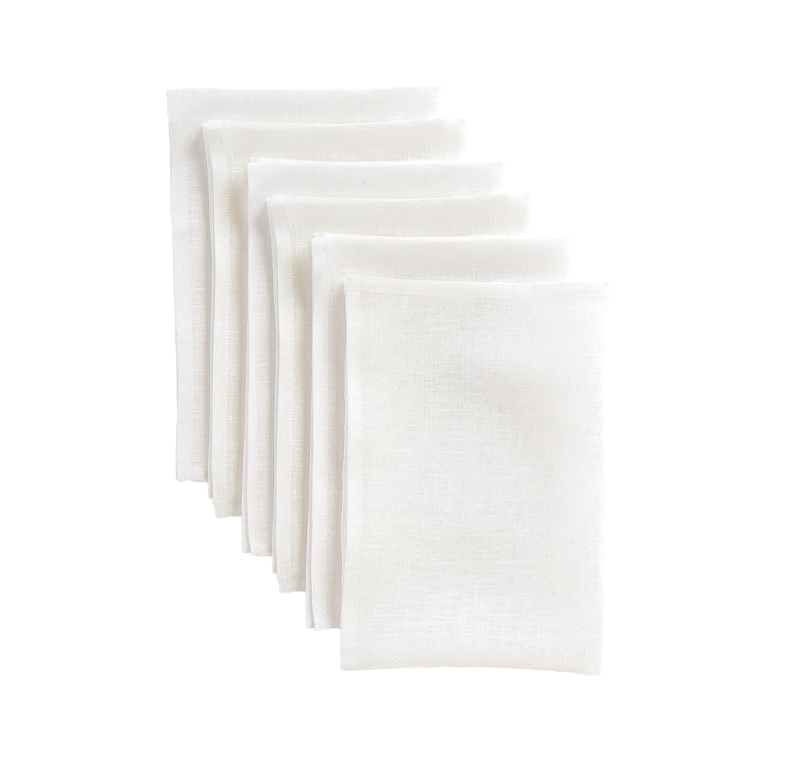 Solino Home Linen Dinner Napkins 20 x 20 Inch - 100% Pure Linen White Cloth Napkins Set of 6 for Spring, Easter - Fete, Handcraf