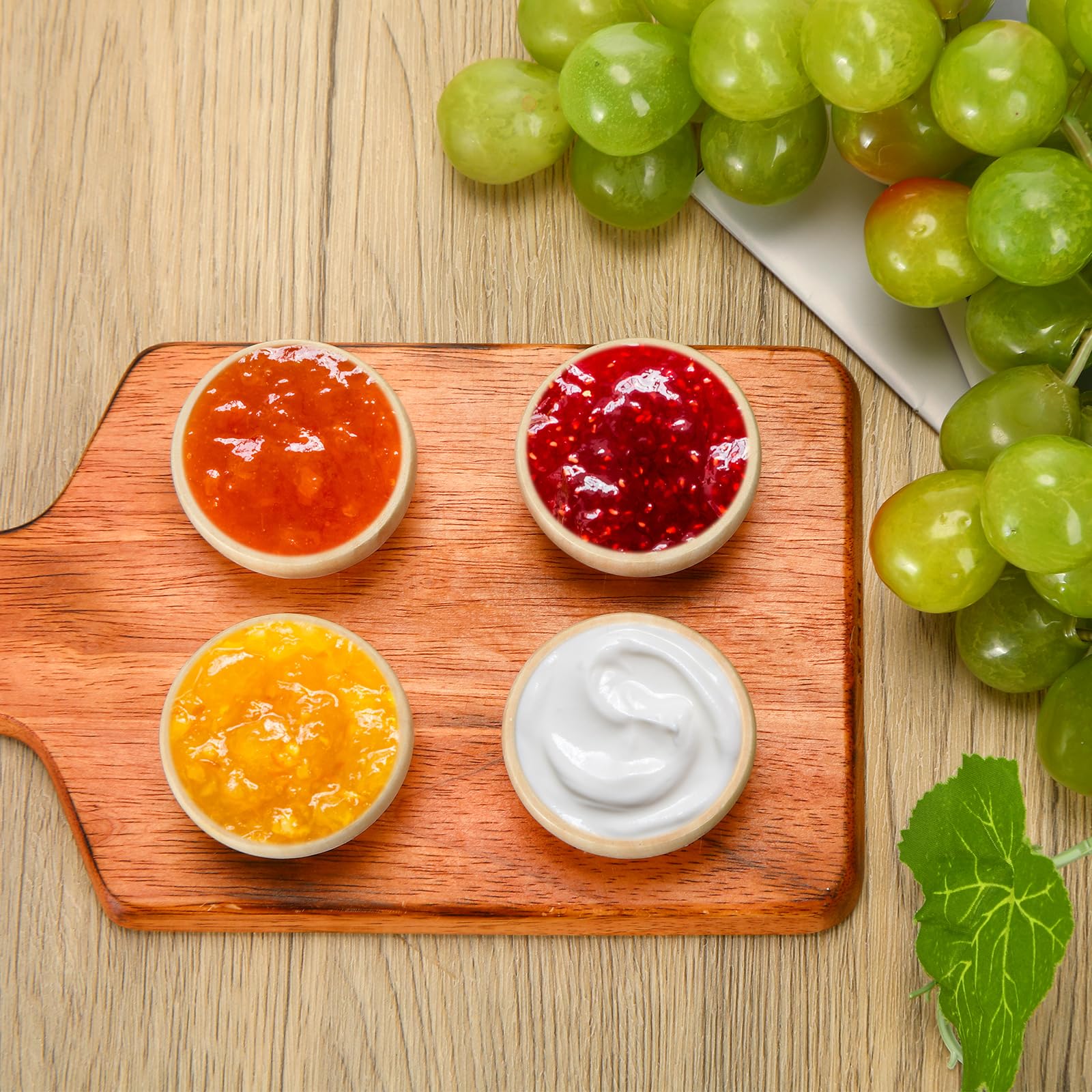 Uiifan Set Of 40 Wood Small Bowls Unfinished Wood Sauce Bowl Wooden Mini Round Bowl Serving Craft Bowls Kitchen Condiment Bowls