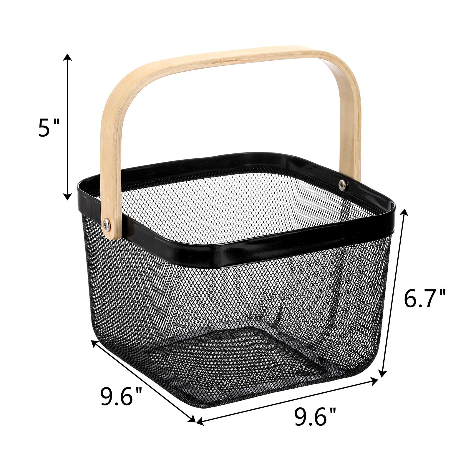 Zeayea Mesh Steel Fruit Basket Bin With Handle, Multi-Functional Hanging Storage Organizer Garden Harvest Basket, Metal Wire Kit
