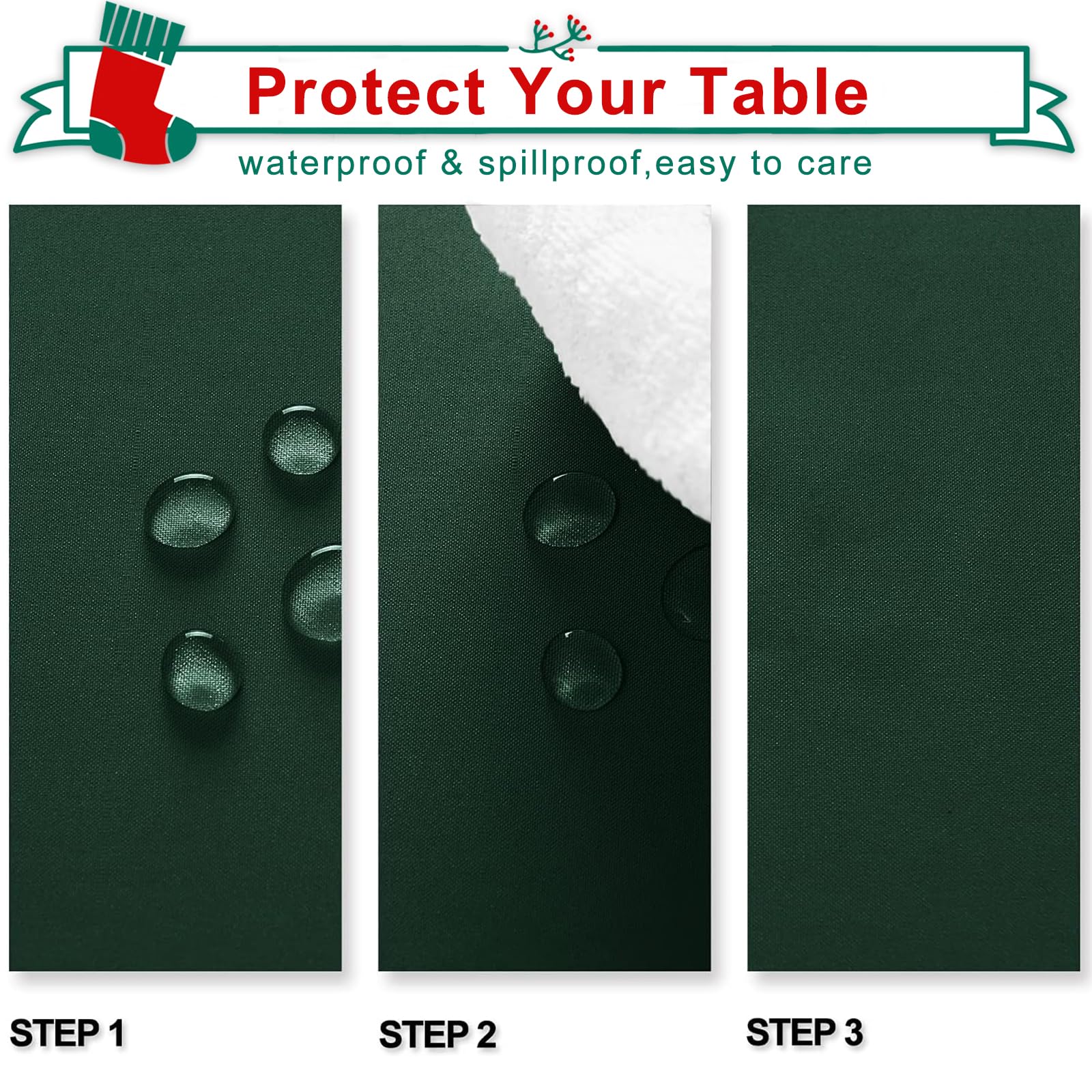 Hiasan Waterproof Tablecloth Rectangle - Washable Fabric Table Cloth For Dining Room Christmas Kitchen Birthday Party And Outdoo