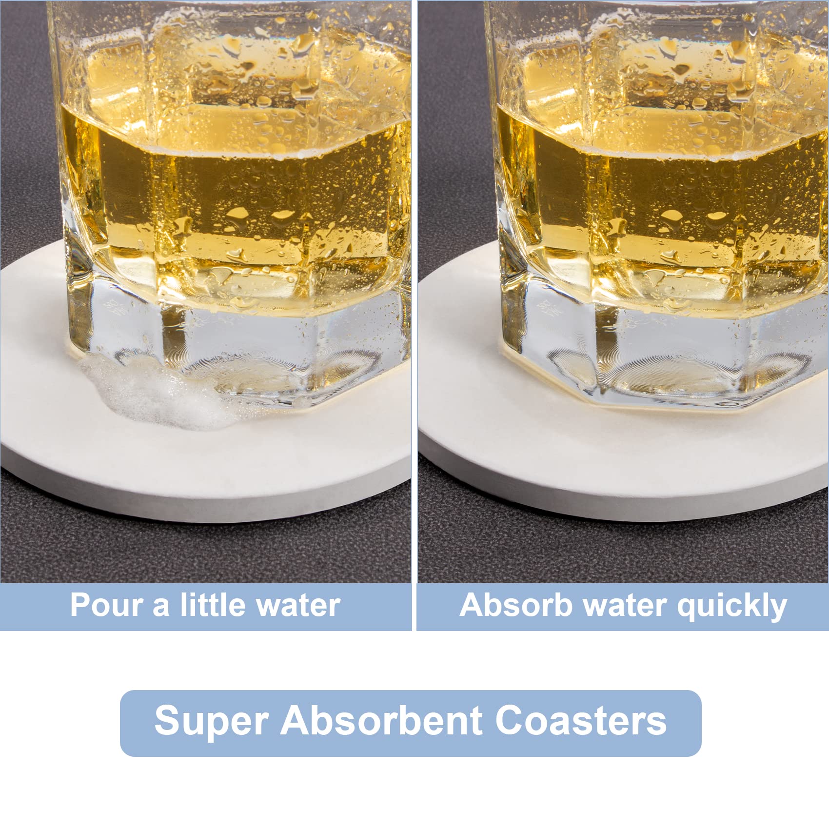 Abenkle Coasters For Drinks With Holder For Coffee Table, Absorbent Coaster Sets Of 6, Drink Coasters With Marble Ceramic, Cup C