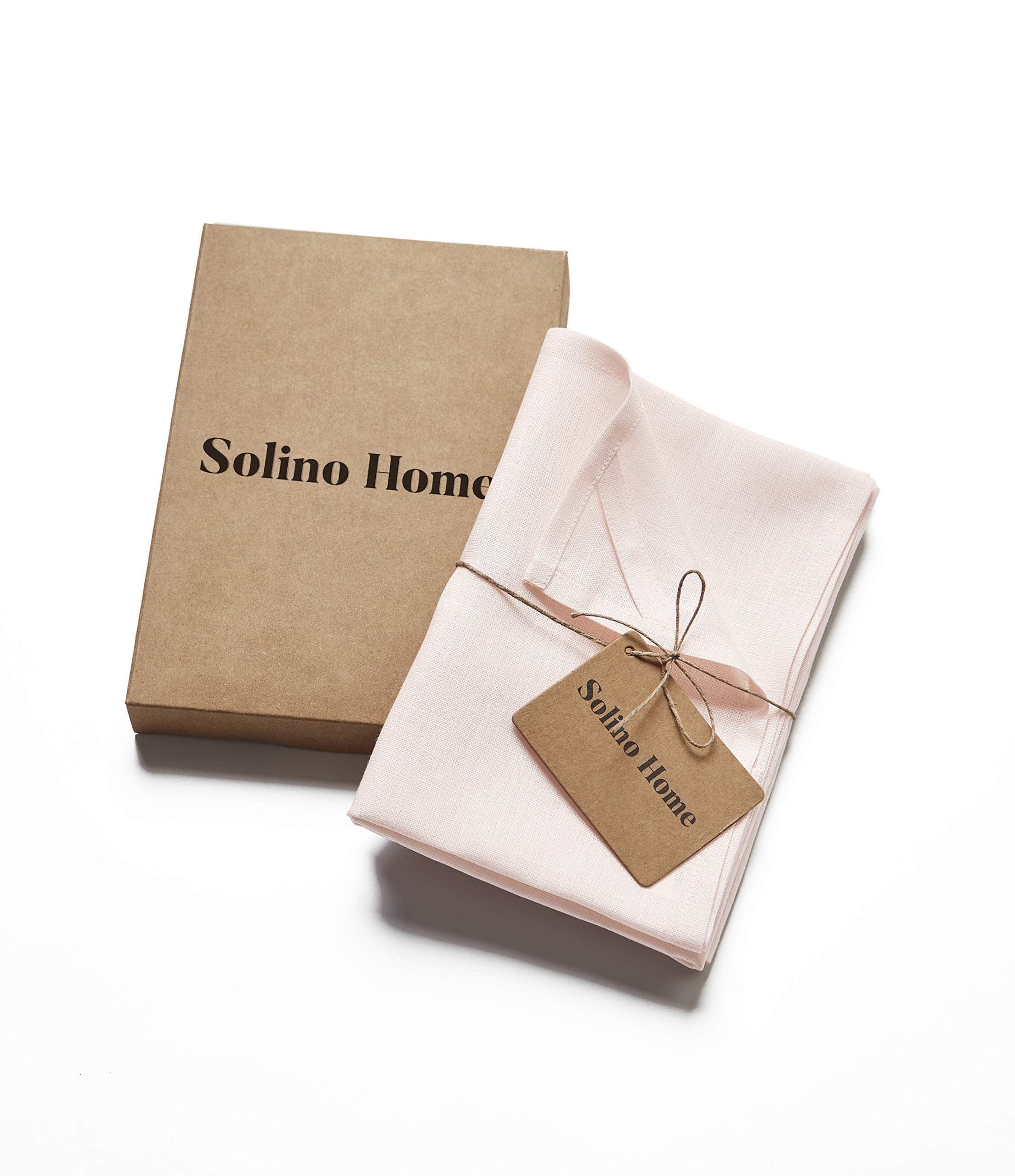 Solino Home Linen Kitchen Towels Set Of 2 - Pink 17 X 26 Inch - 100% Pure Linen Kitchen/Tea Towels - Machine Washable And Handcr