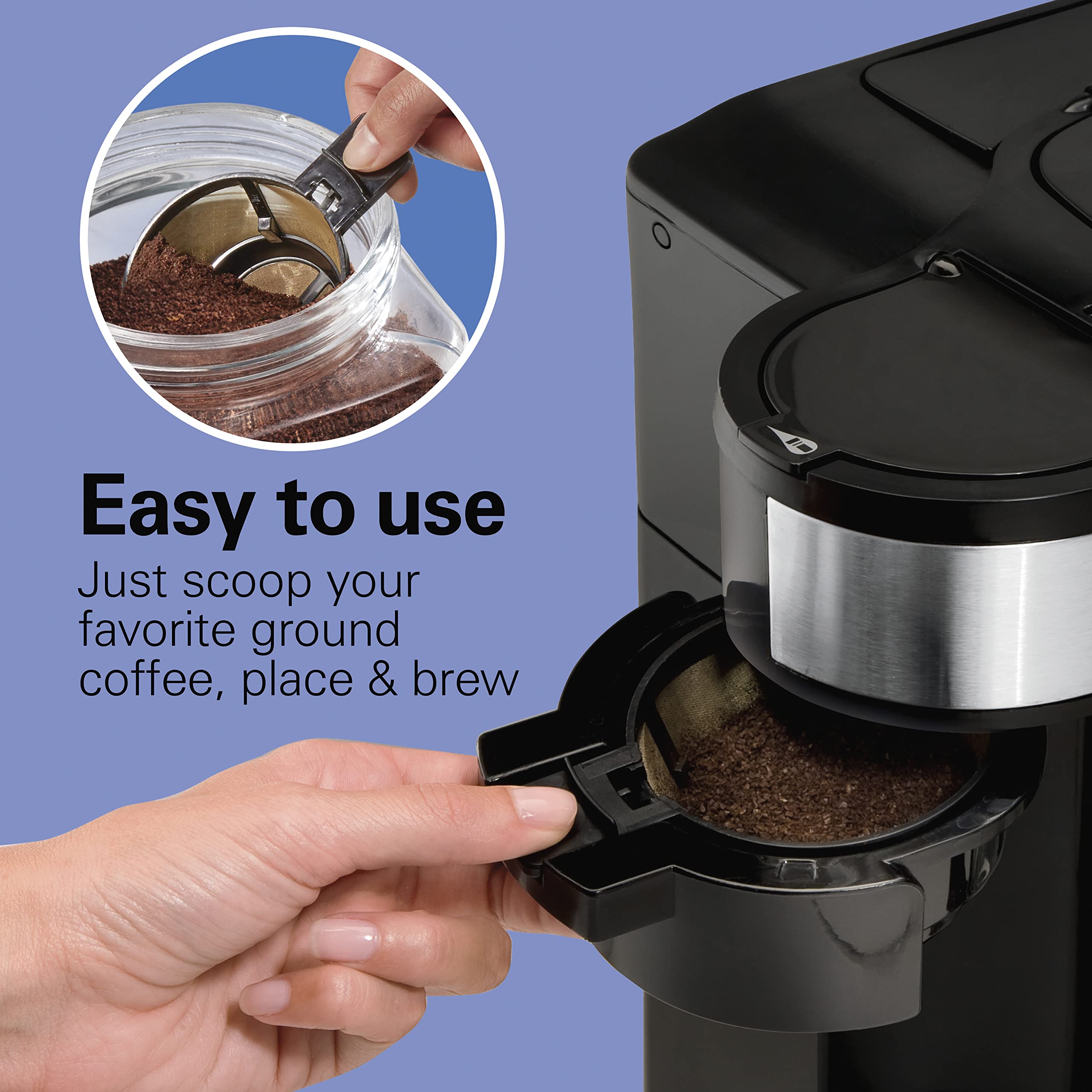 Hamilton Beach 2-Way 12 Cup Programmable Drip Coffee Maker & Single Serve Machine, Glass Carafe, Auto Pause And Pour, Black (499