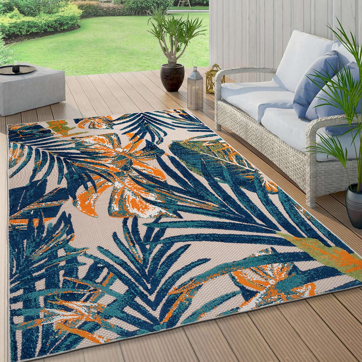 Rugshop Tropical Floral Leaves Indoor/Outdoor Area Rug 88 x 12 Multi