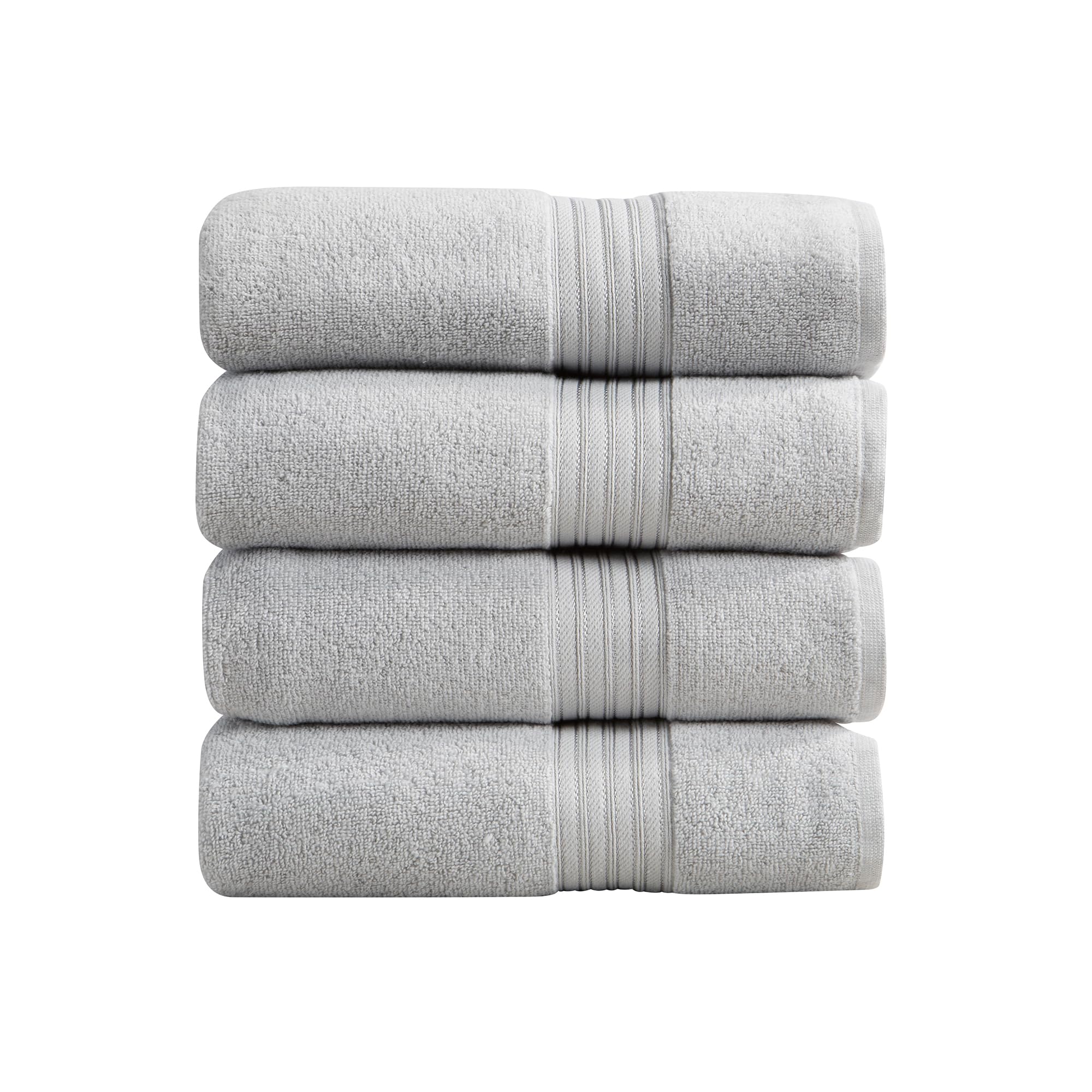 Light Grey Bath Towels - 100% Cotton 4 Pack 54x27 Bath Towel Set - Lightweight, Absorbent, Quick-Dry Towels for Bathroom