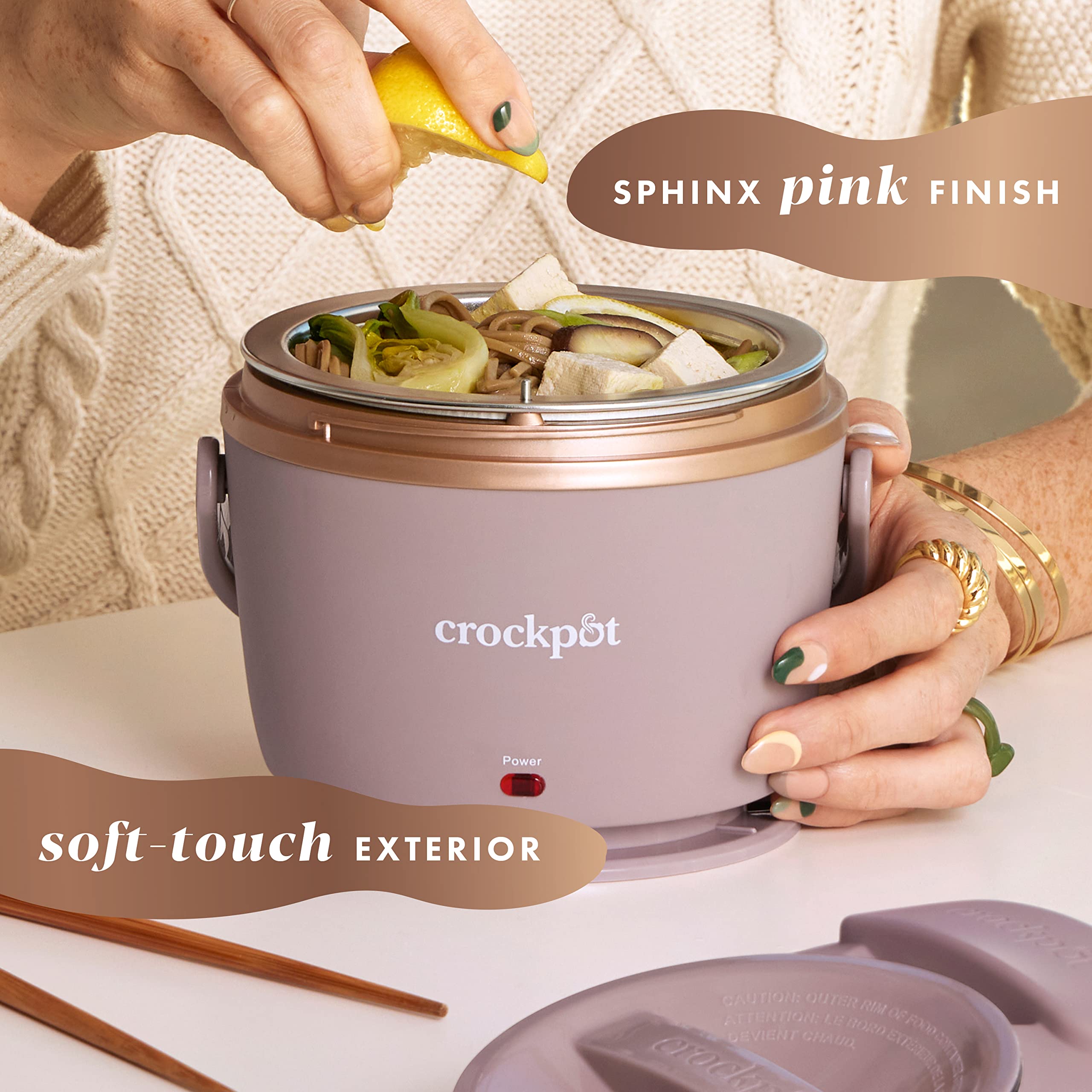 Crock-Pot Electric Lunch Box, 20-Ounce Portable Food Warmer, Blush Pink , Perfect For Travel, On-The-Go & Office Use | Stylish,