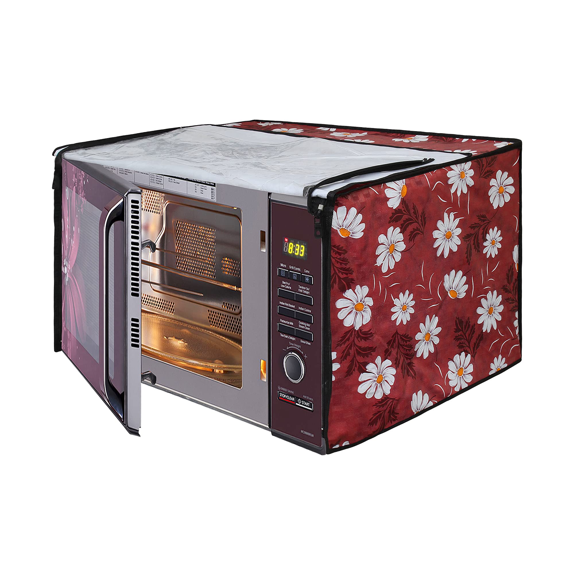 Lithara Printed Waterproof Microwave Oven Cover For Lg 21L Convection Microwave Oven Mc2146Bl | Sams08 (Multicolor)