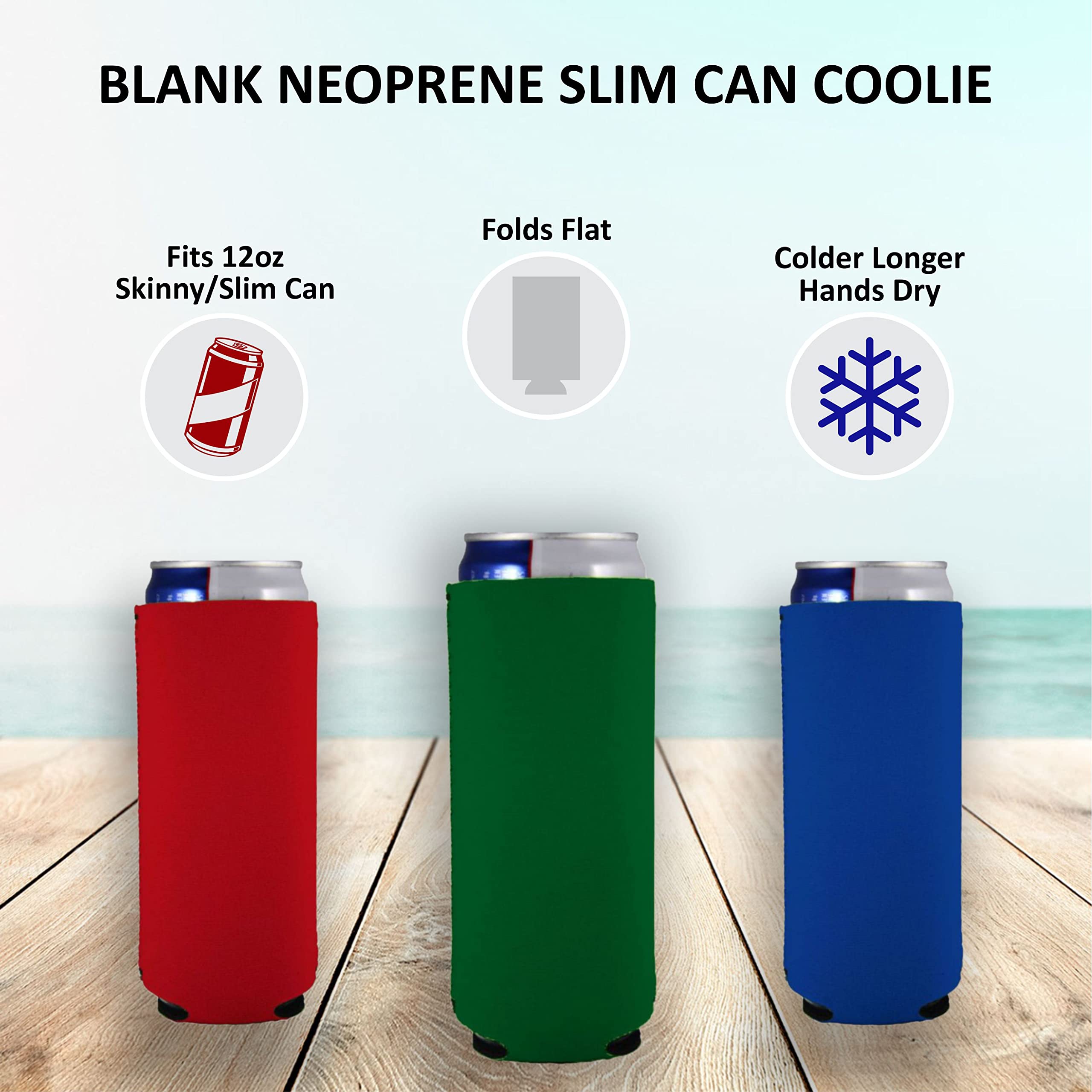 Blank Neoprene Slim Can Coolie (6 Pack, Red)
