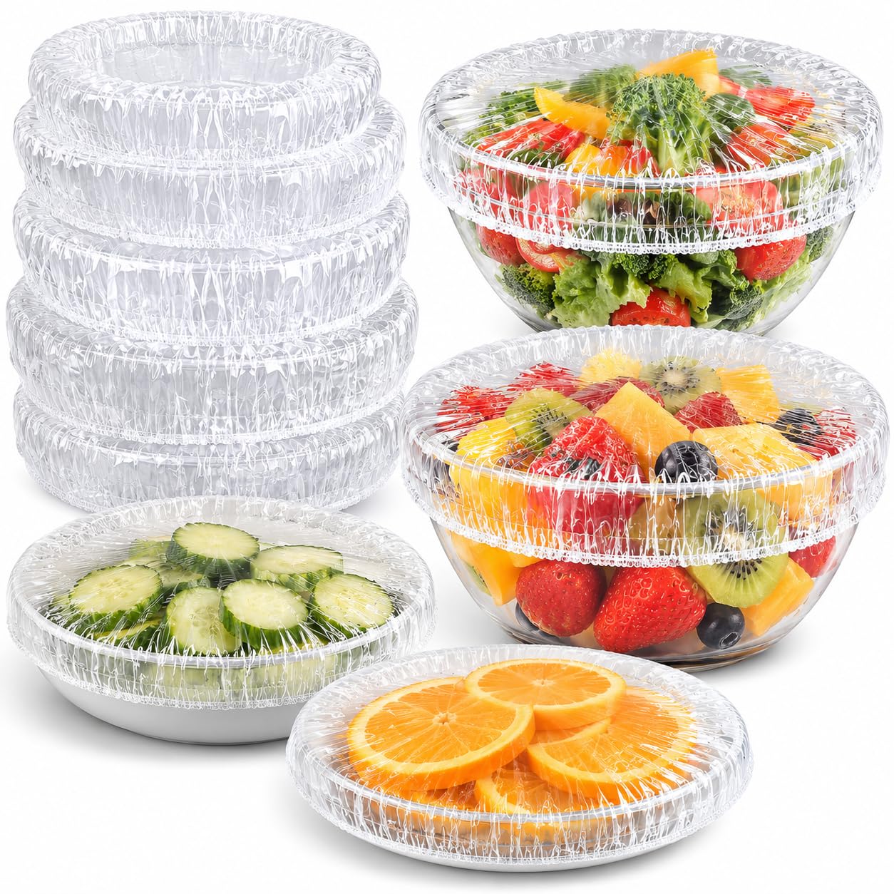 Nurmantras Reusable Elastic Bowl Covers For Food Storage Stretch Food Covers Transparent Fresh Keeping Covers For Bowls Plates D