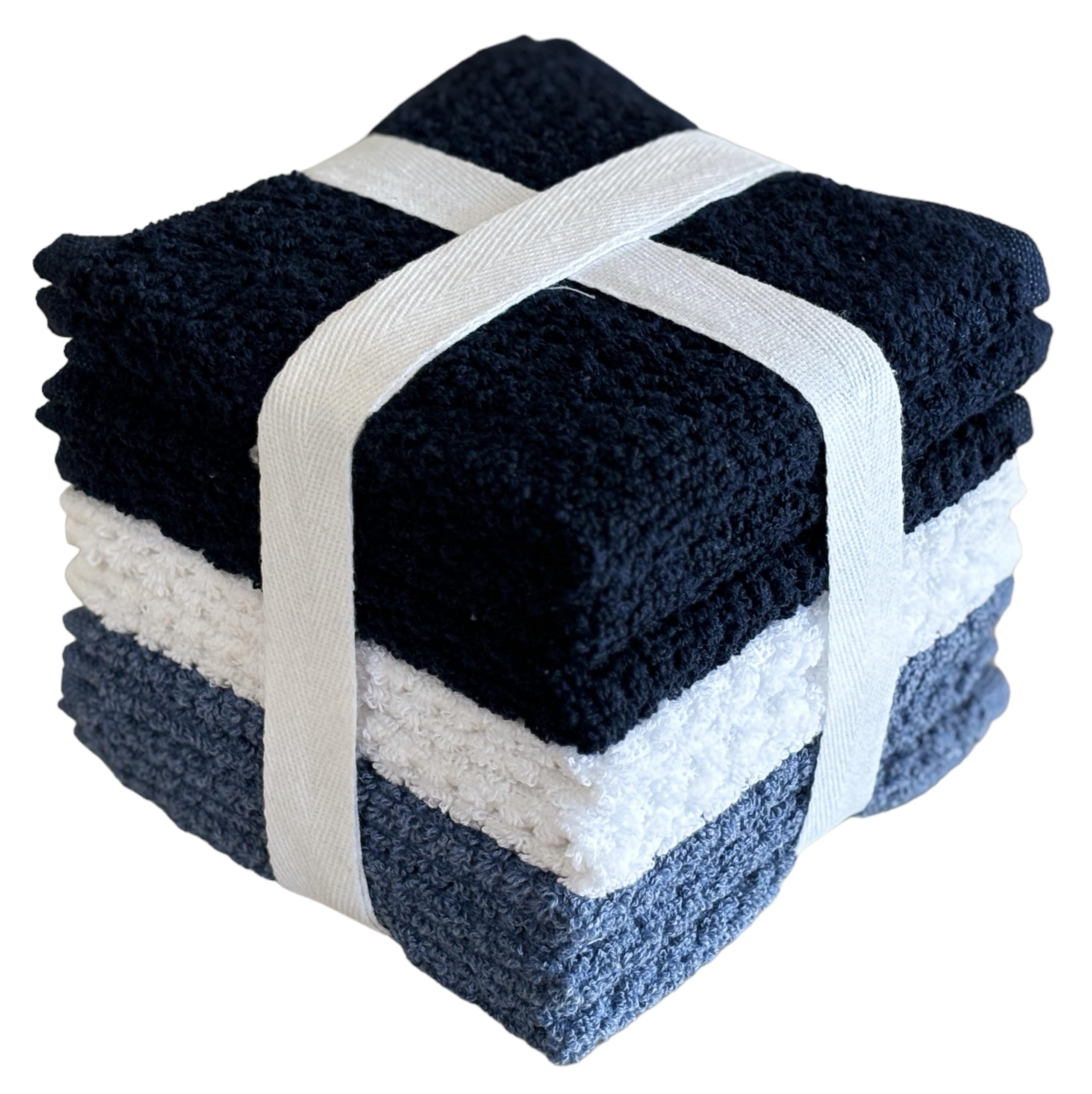 Petal Cliff Washcloths Set Of 8 - Popcorn Weave Wash Cloth Designed To Exfoliate Your Hands, Body Or Face - Extra Absorbent 100%