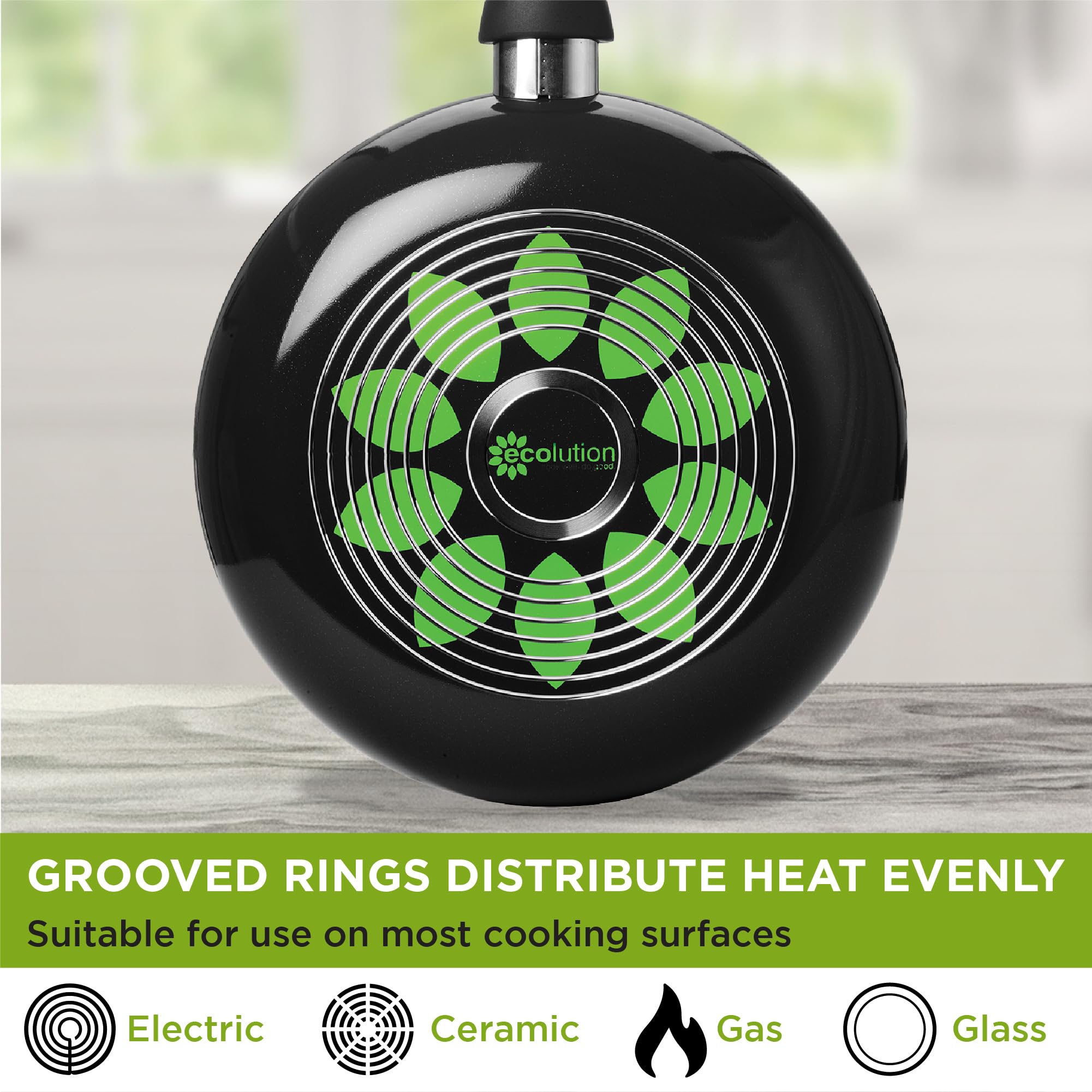 Ecolution Grande Non-Stick Fry Pan With Handle, Aluminum, 12.5'' Large, Black