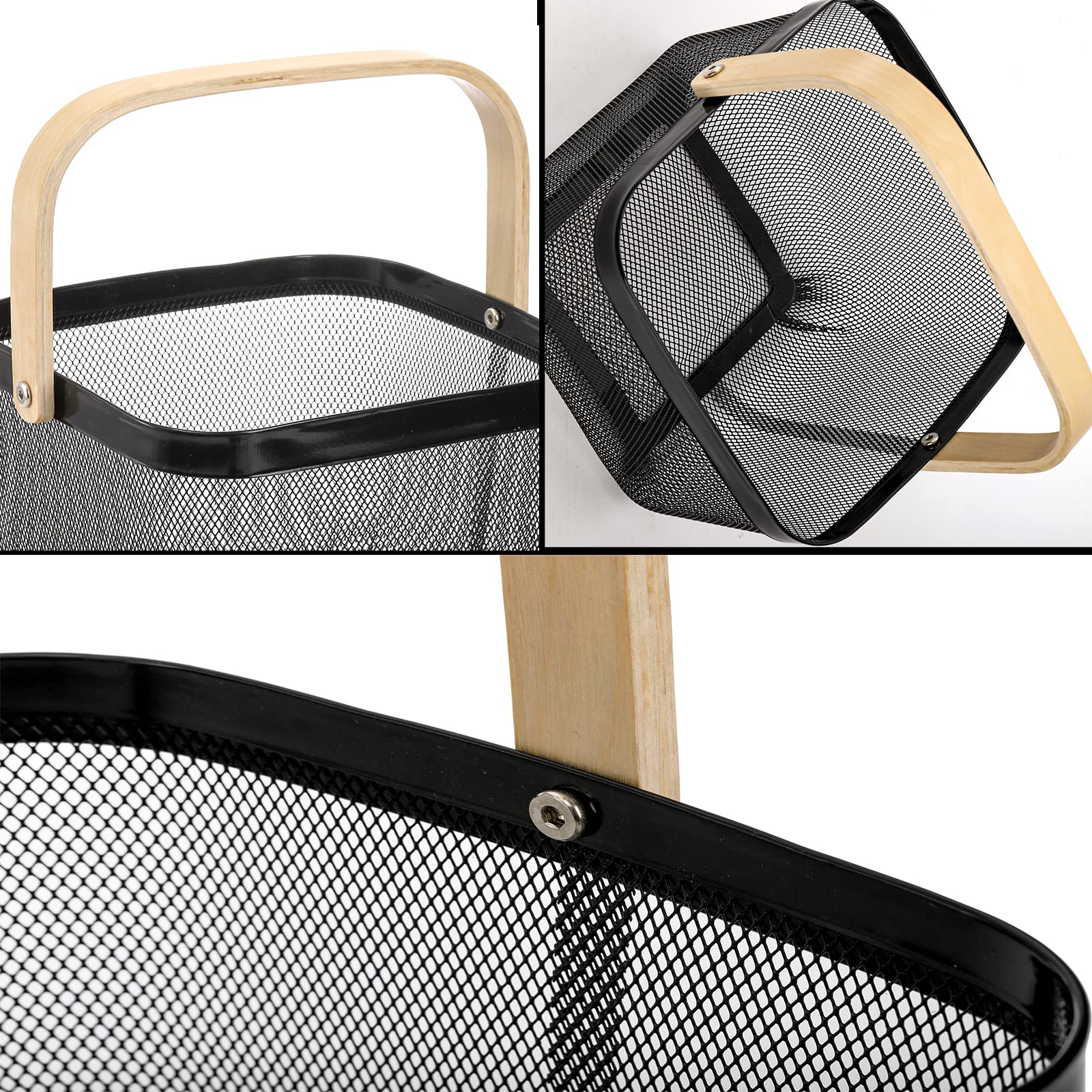 Zeayea Mesh Steel Fruit Basket Bin With Handle, Multi-Functional Hanging Storage Organizer Garden Harvest Basket, Metal Wire Kit