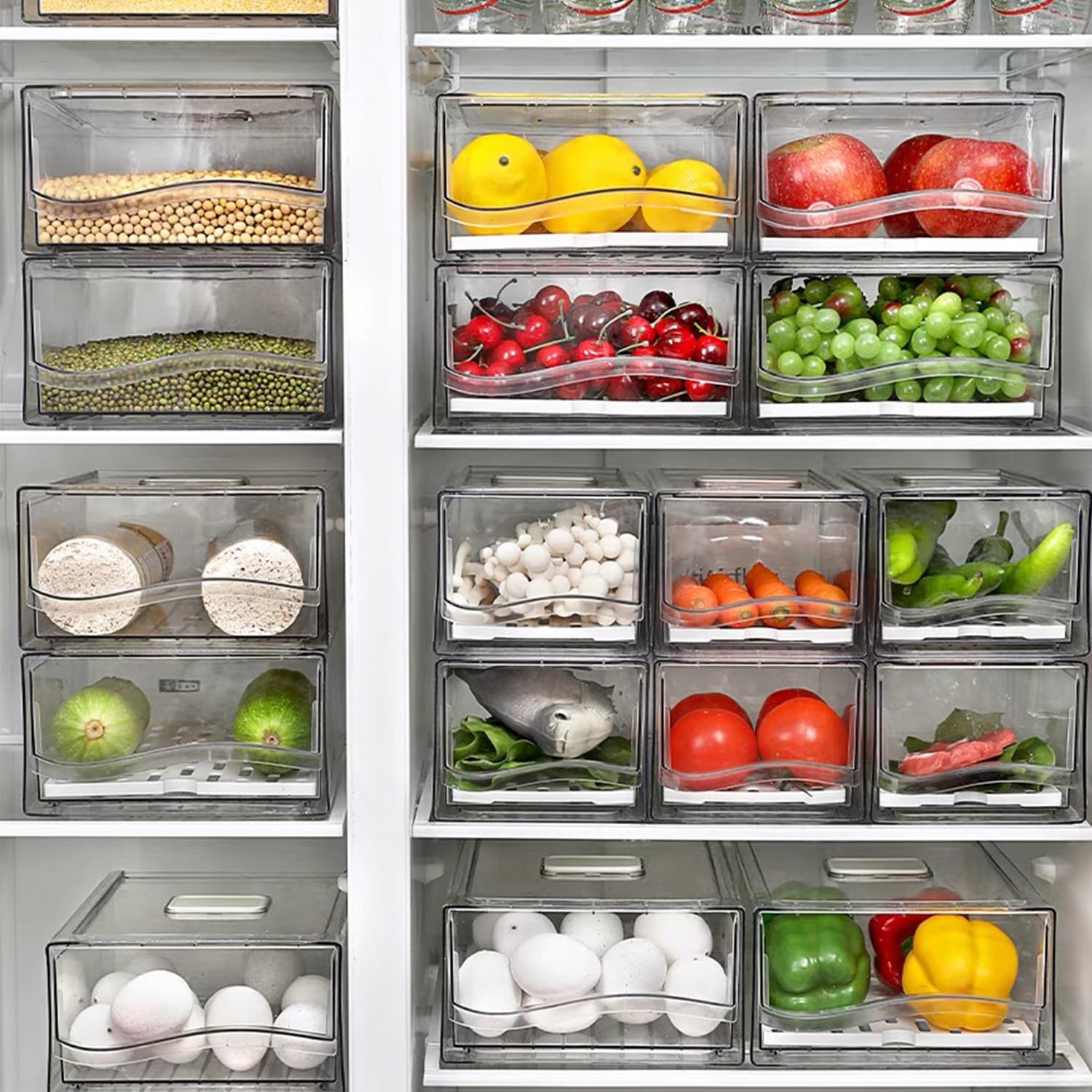 Diskary Fridge Organizer, Stackable Refrigerator Organizer Bins, Reusable Food Storage Containers, Fridge Drawer Organizer In Ho
