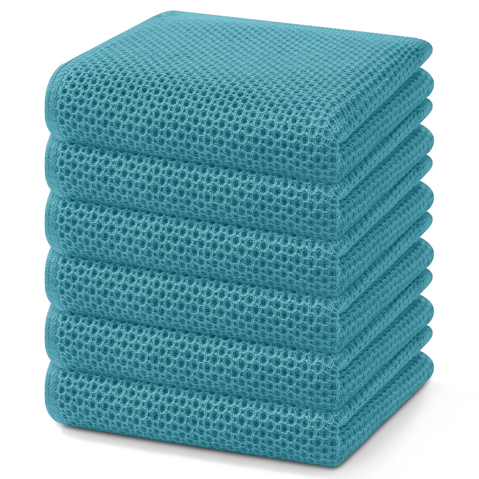 Homaxy 100% Cotton Waffle Weave Kitchen Dish Towels, Ultra Soft Absorbent Quick Drying Cleaning Towel, 13 x 28 Inches, 6-Pack, L