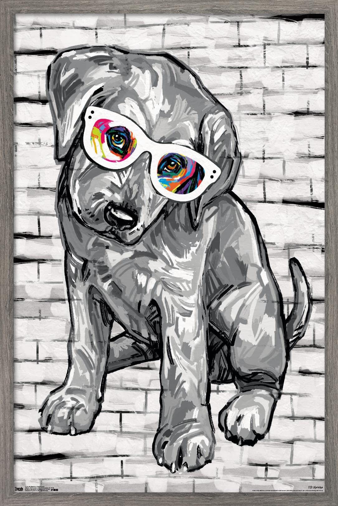 Trends International Pd Moreno - Dog Glasses Wall Poster, 14.725'' X 22.375'', Barnwood Framed Version