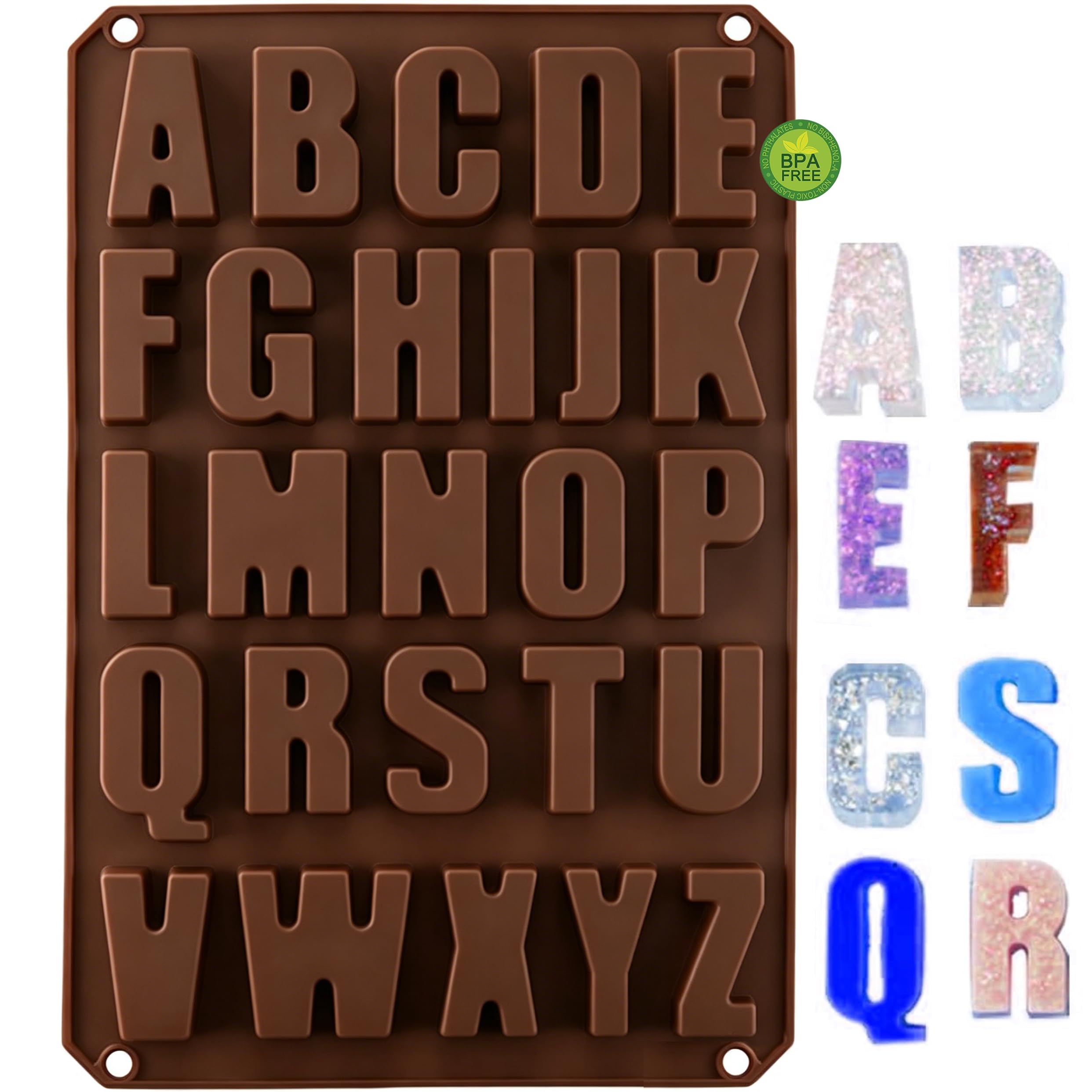 Letter Alphabet Silicone Molds BPA Free Food Grade NonStick Easy Release Reusable Baking Molds for Chocolate Cake Ice Tray DIY 