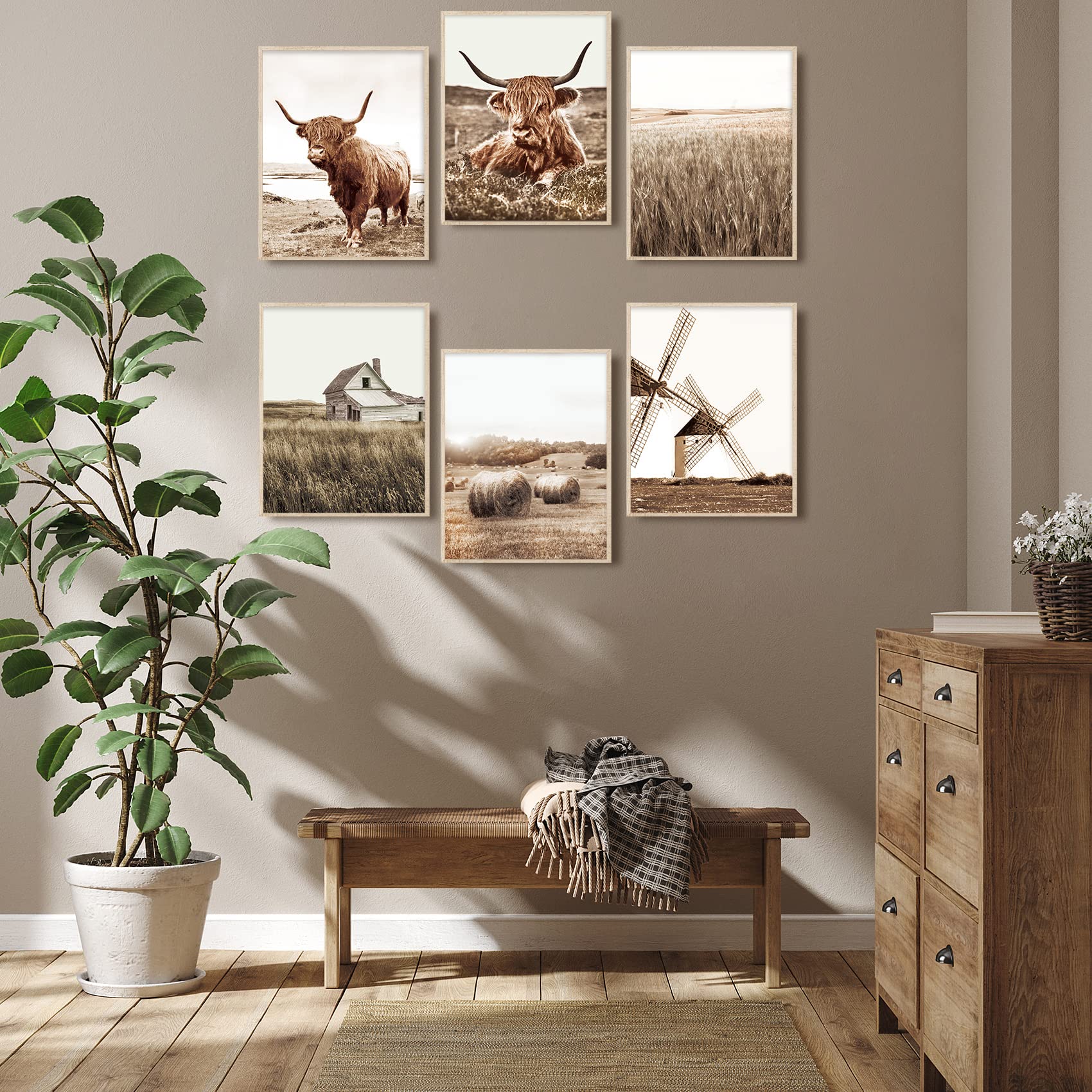 Highland Cow Wall Art Farmhouse Wall Decor Cow Decor Canvas Wall Art Poster Prints Cow Pictures Wall Decor Western Room Decor Se
