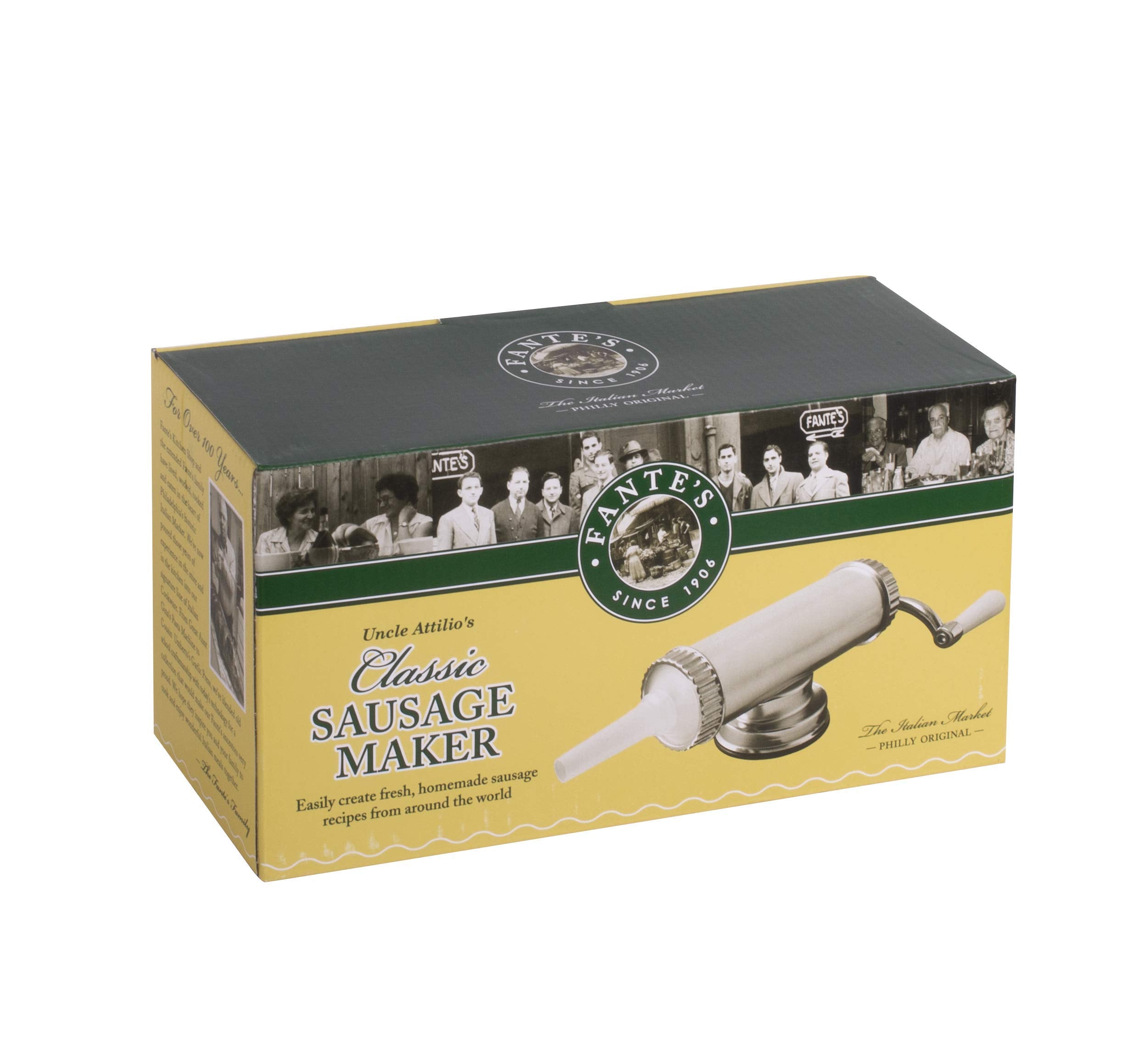 Fantes Sausage Maker With Suction Base And 3 Nozzles, 2.2-Pound Capacity, The Italian Market Original Since 1906