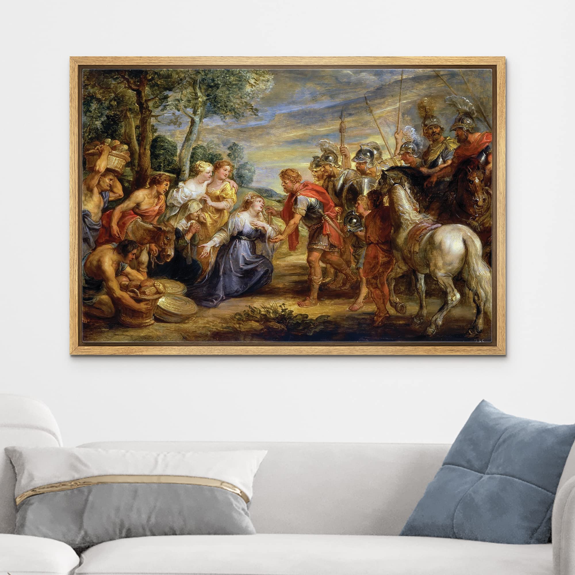 Wall26 - Oil Painting Of The Meeting Of David And Abigail By Peter Paul Rubens - Baroque Style - Catholic, Christianity - Framed