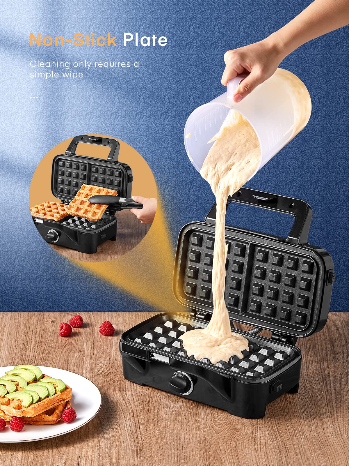 Housnat 3 In 1 Sandwich Maker, Waffle Maker With Removable Plates, 1200W Panini Press With Interchangeable Non-Stick Plates, Ind