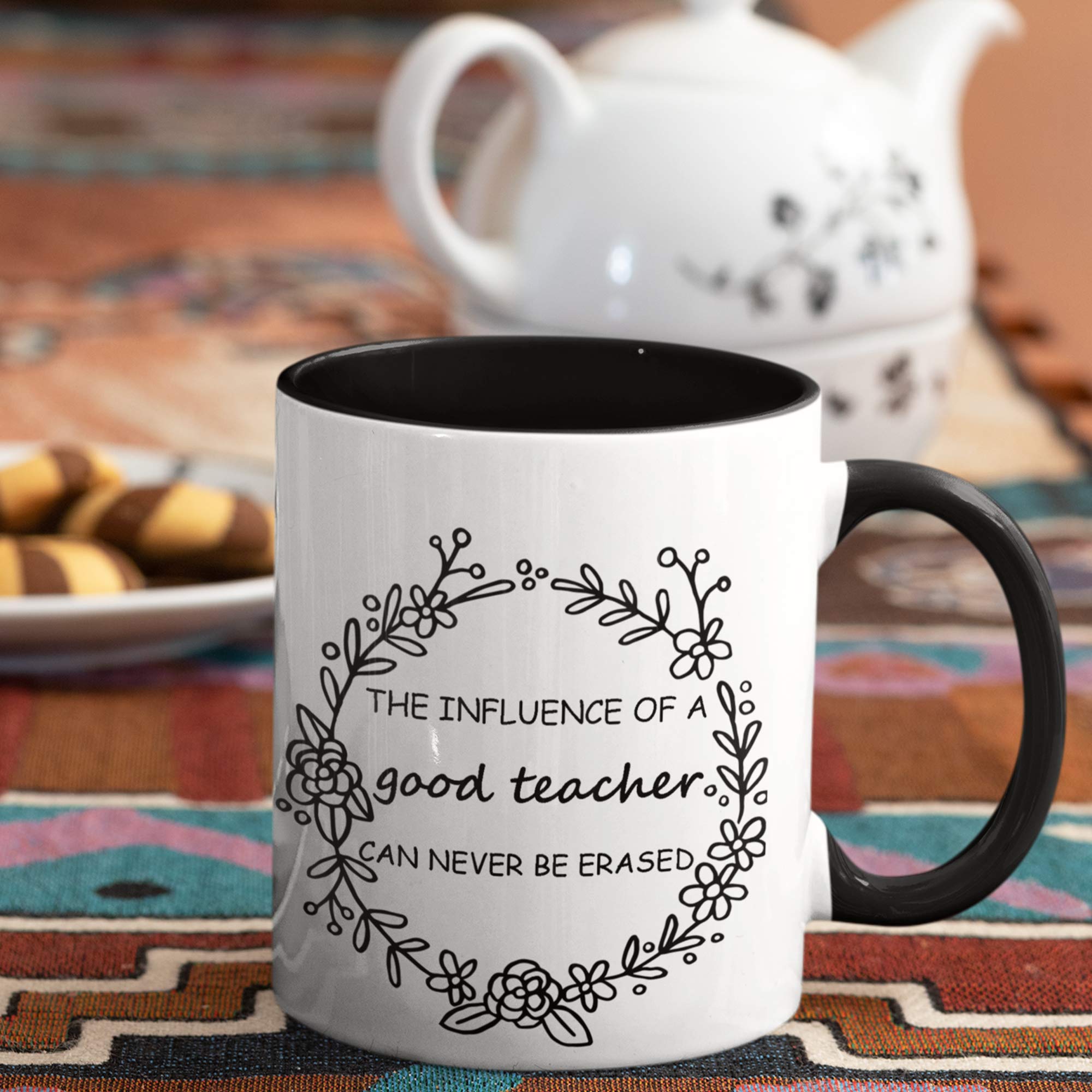 The Influence Of A Good Teacher Can Never Be Erased -Teacher Coffee Mug - Teacher Gifts - Teacher Decor - Holds Up To 11Oz - Mic