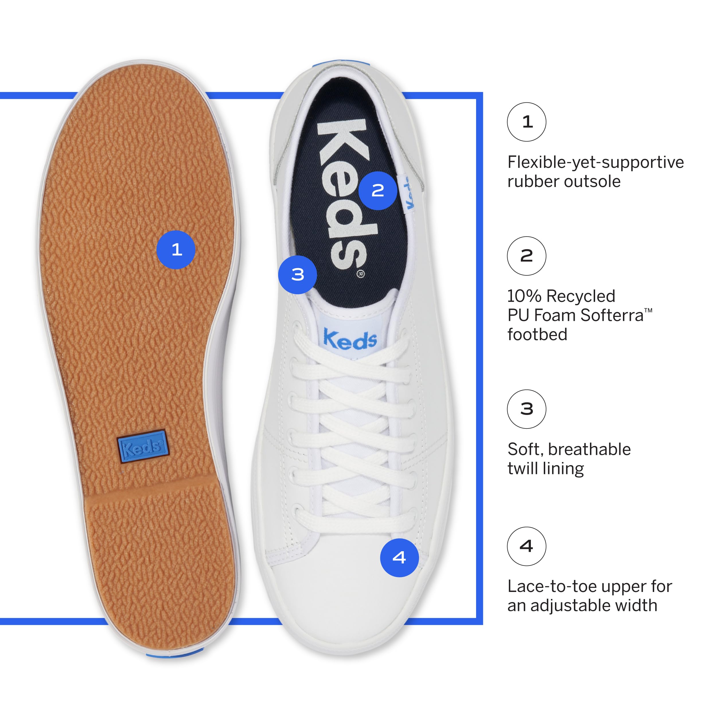 Keds Womens Kickstart Fashion Sneaker,White,9 M Us