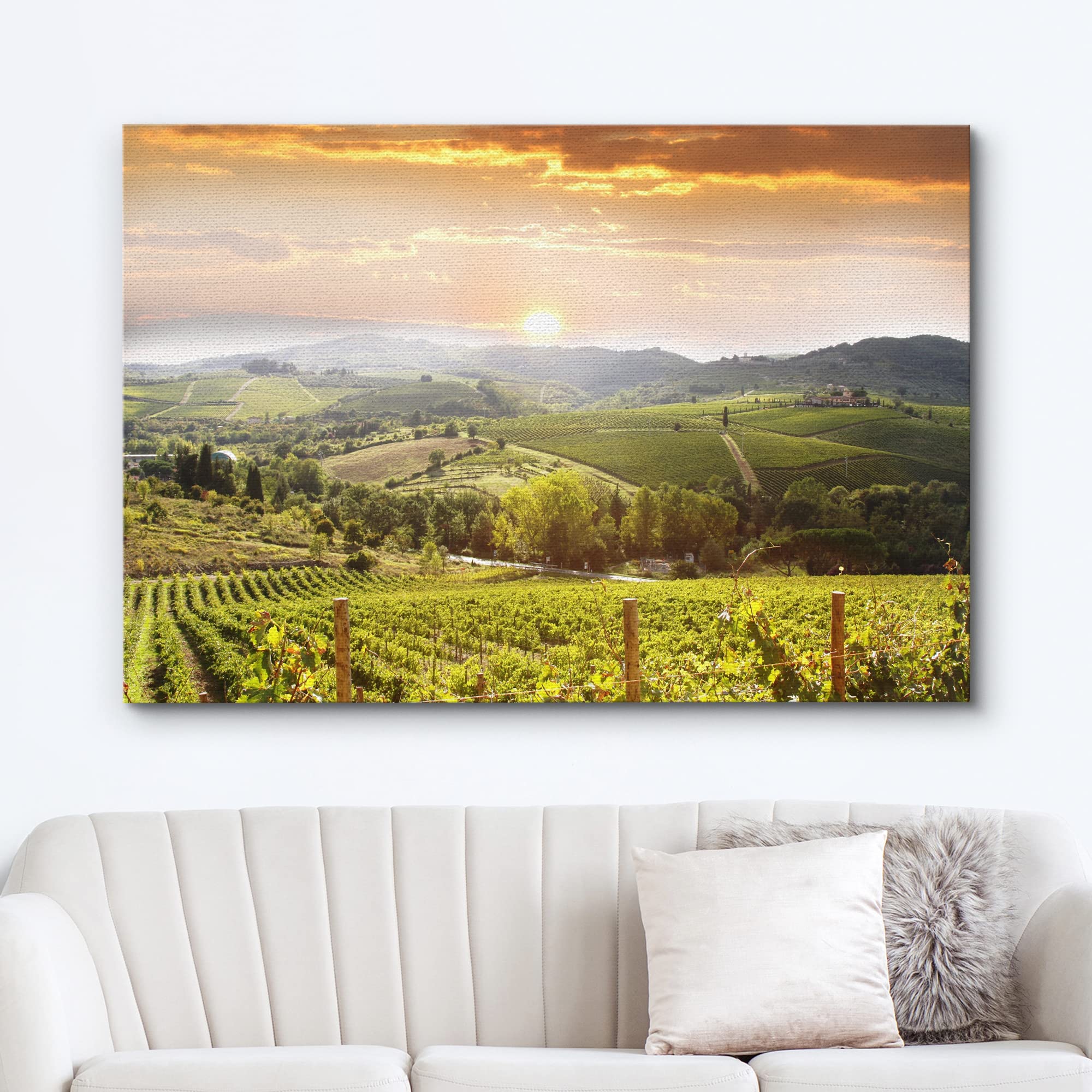 Wall26 Canvas Print Wall Art Vineyard Landscape In Tuscany, Italy Nature Wilderness Photography Modern Art Rustic Scenic Colorfu