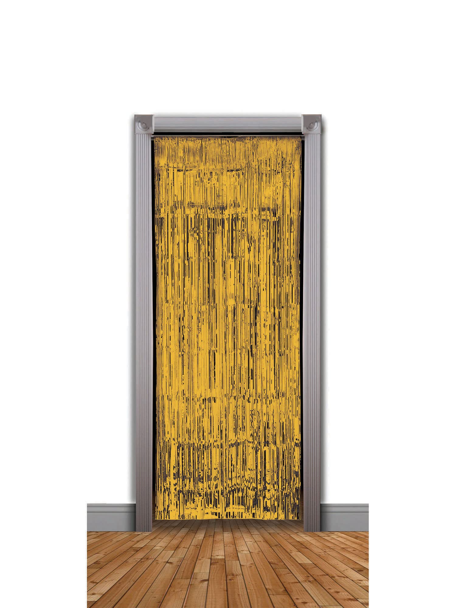 Forum Novelties 76011 Gold Sunbeauty 1 Set Of Metallic Tinsel Foil Fringe Curtains For Party Photo Backdrop Wedding Decor, 3 Fee