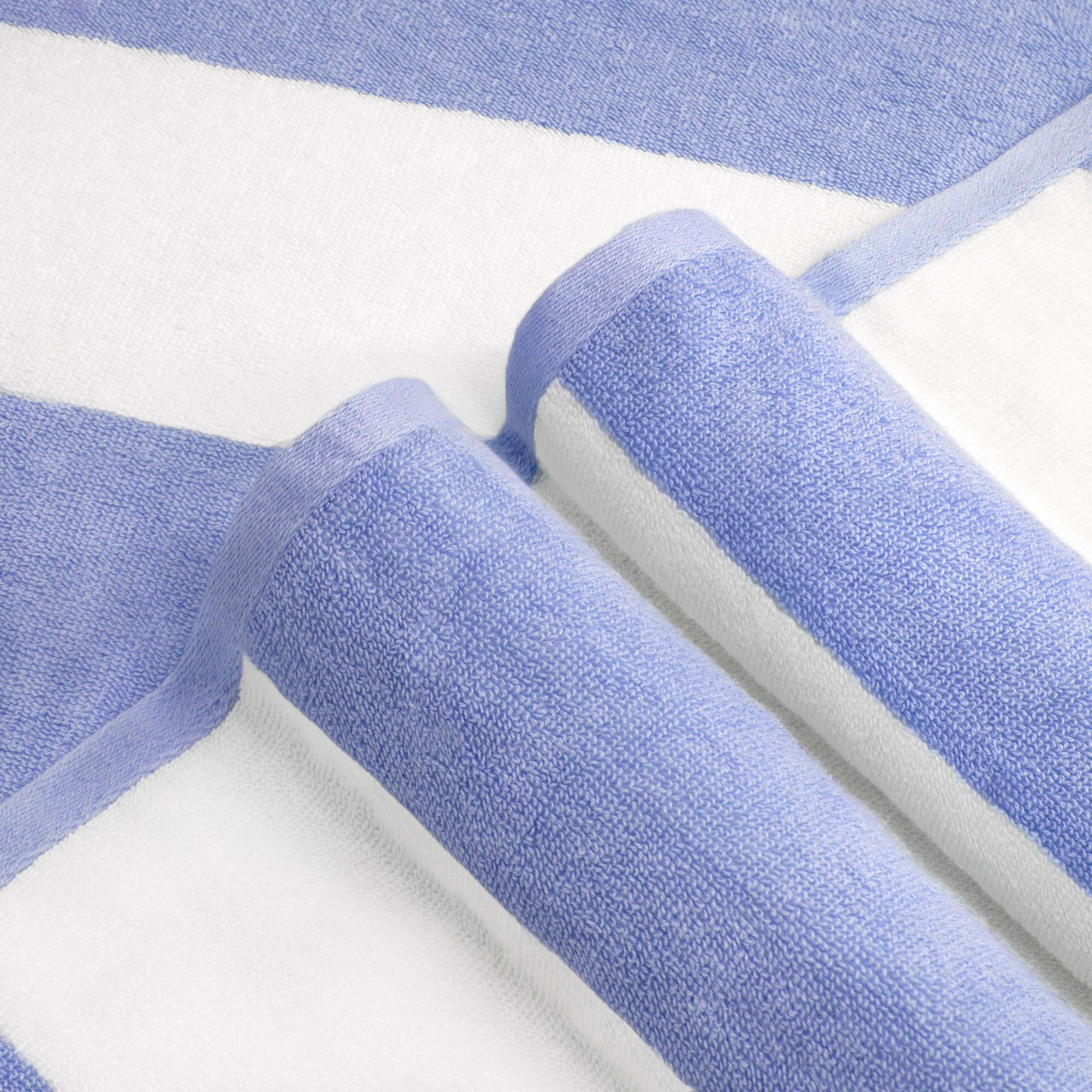 Clowood Plush Oversized Beach Towel - Cotton 40 X 72 Inch Large Thick Blue Striped Cabana Pool Swimming Towel