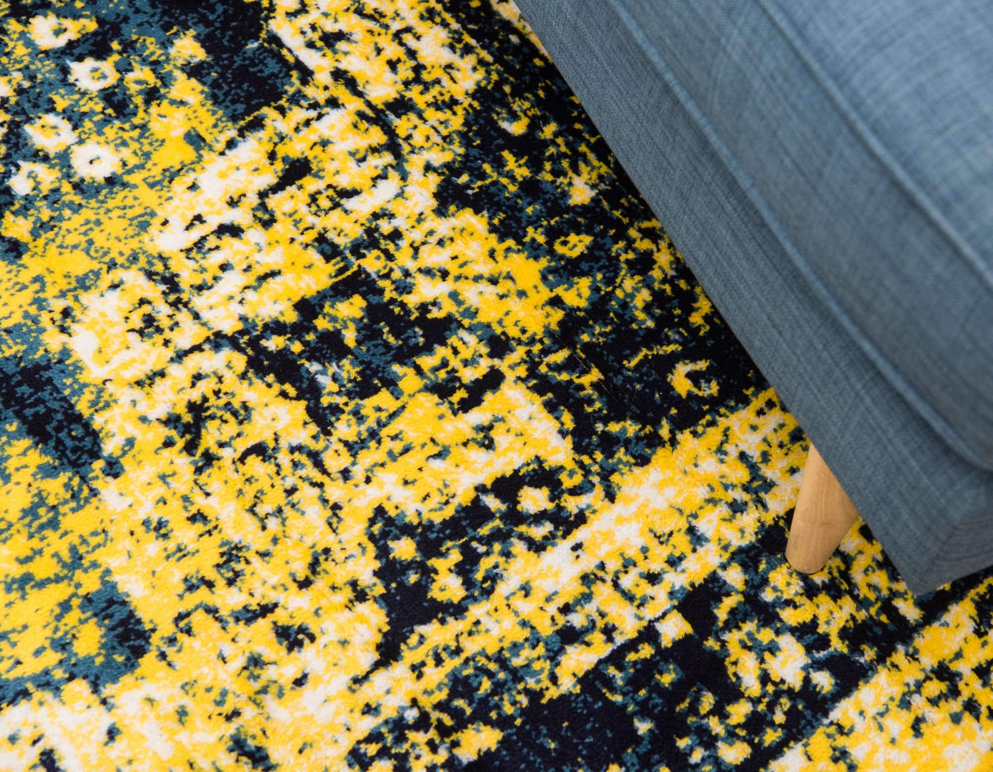 Unique Loom Sofia Collection Area Rug - Salle Garnier (2 2 x 3 1 Rectangle, Navy Blue/ Yellow)