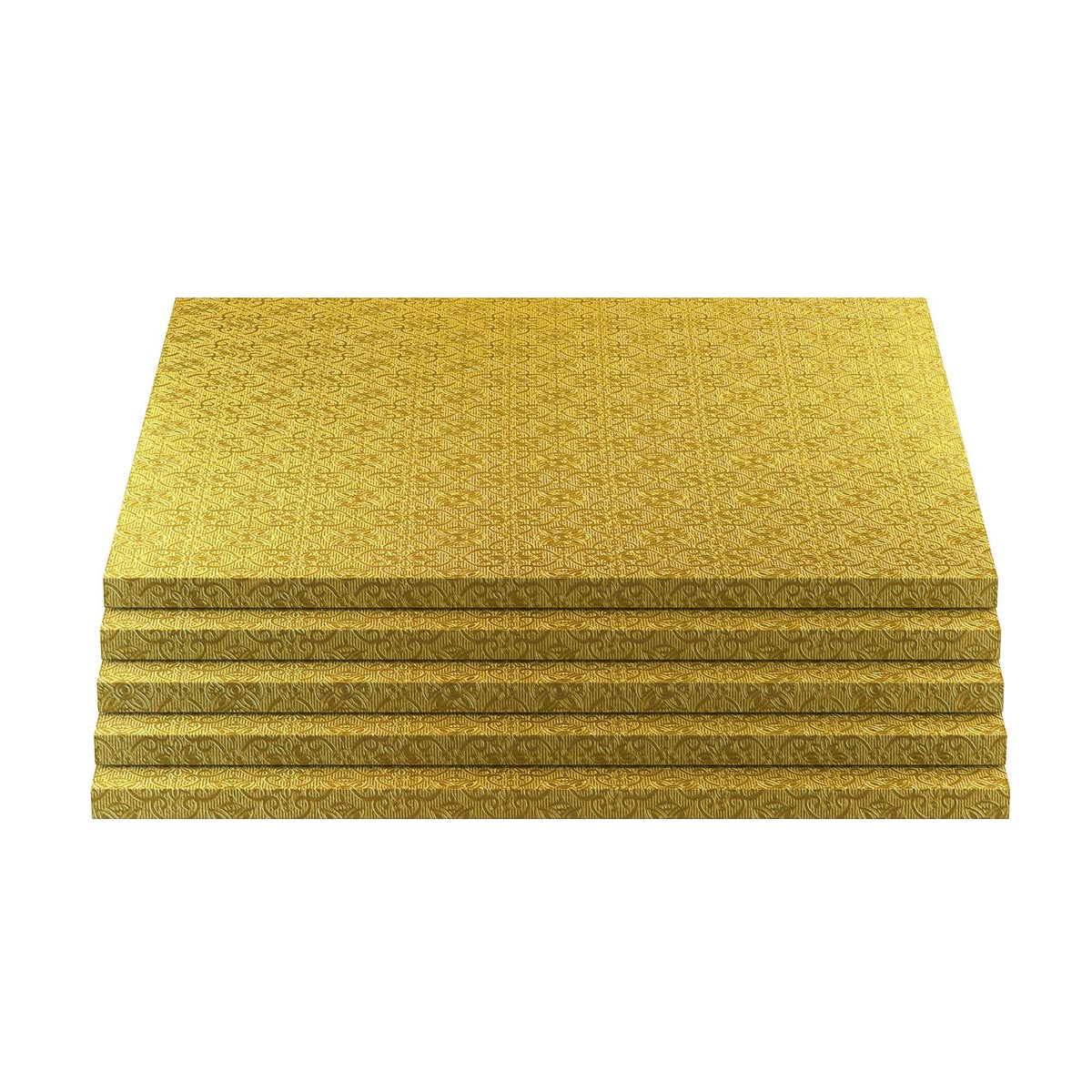 Ocreme Cake Board, Gold Foil Square Cake Drum With Gorgeous Design, Sturdy & Durable 1/2    Thick Cake Drums, Square Cake Boards
